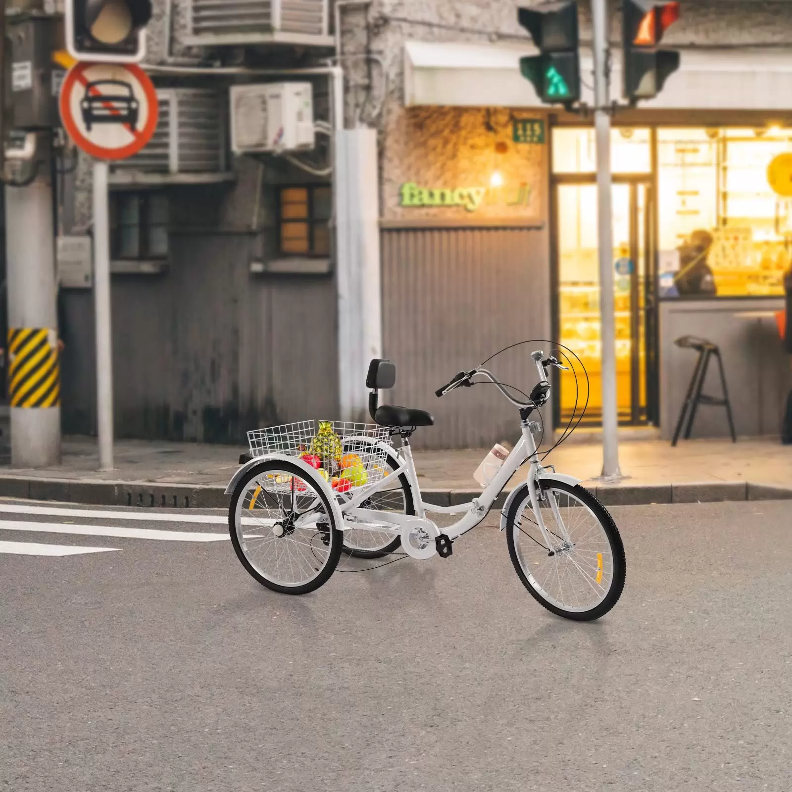 3 Räder Fahrrad Trike Faltbar Dreirad Für Erwachsene 7-Gang 24" mit Einkaufskorb Weiß 3 Räder Fahrrad Trike Faltbar Dreirad Für Erwachsene 7-Gang 24" mit Einkaufskorb Weiß