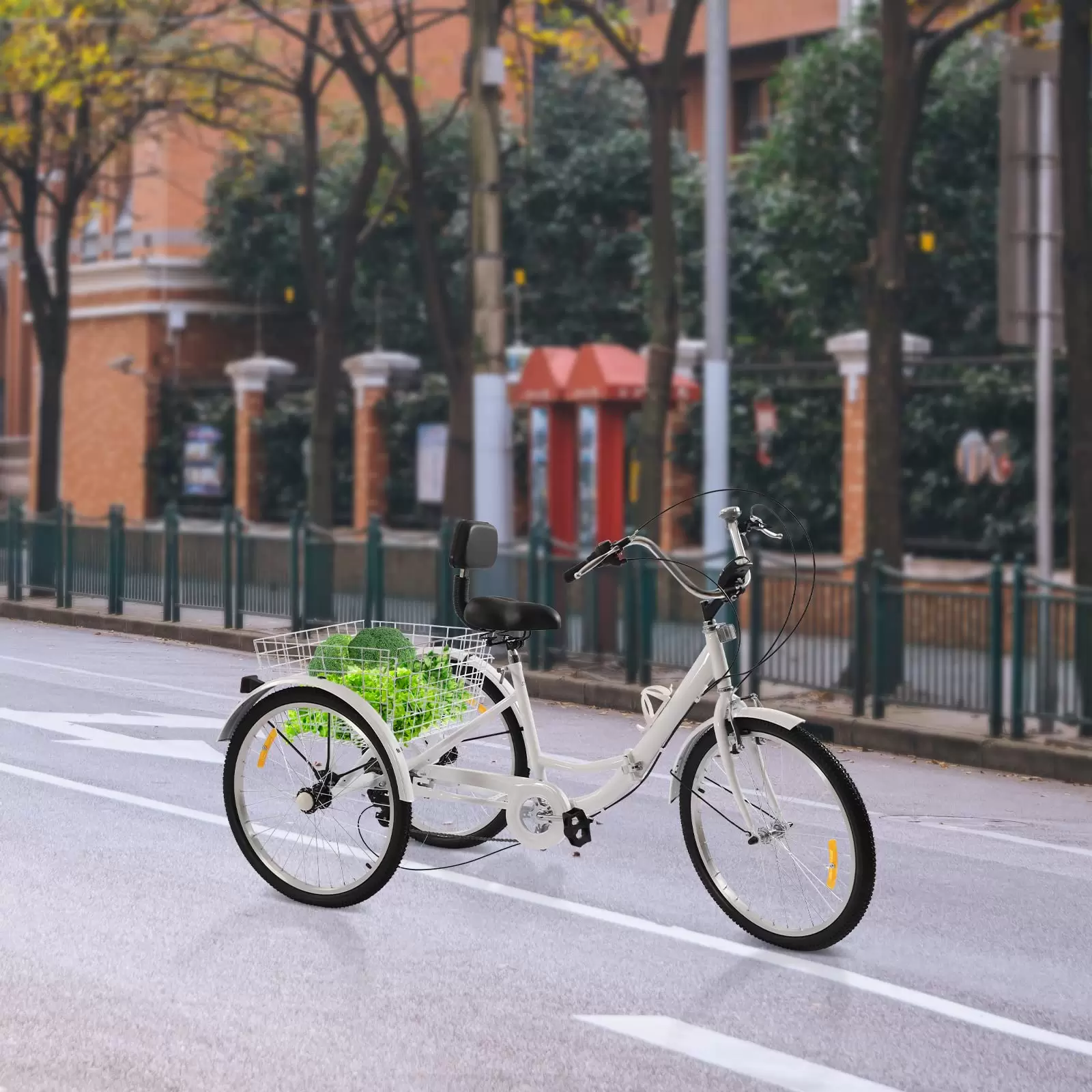 3 Räder Fahrrad Trike Faltbar Dreirad Für Erwachsene 7-Gang 24" mit Einkaufskorb Weiß 3 Räder Fahrrad Trike Faltbar Dreirad Für Erwachsene 7-Gang 24" mit Einkaufskorb Weiß