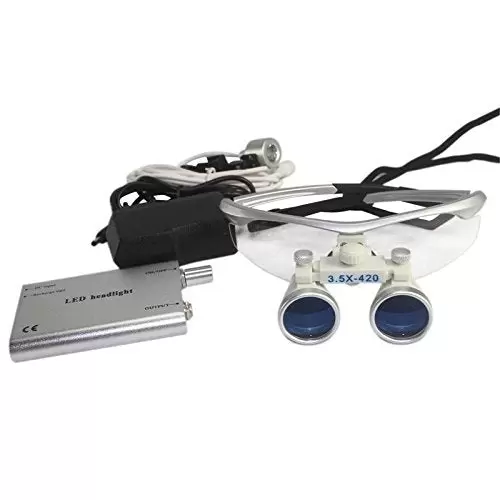 Lupenbrille Kopflupe Brillenlupe 3.5x420mm Loupe glass+Headlamp light
