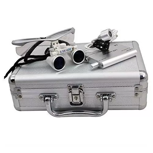 CNCEST Dental LED Chirurgische Lupen+Lupenbrille Binokular lupen  Headlight+Case 3.5X420mm