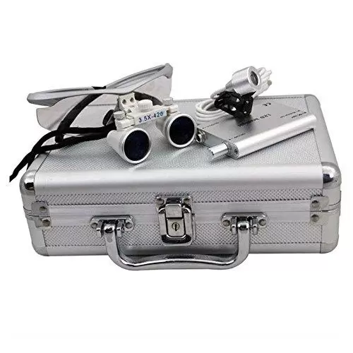 CNCEST Dental LED Chirurgische Lupen+Lupenbrille Binokular lupen Headlight+Case 3.5X420mm CNCEST Dental LED Chirurgische Lupen+Lupenbrille Binokular lupen Headlight+Case 3.5X420mm