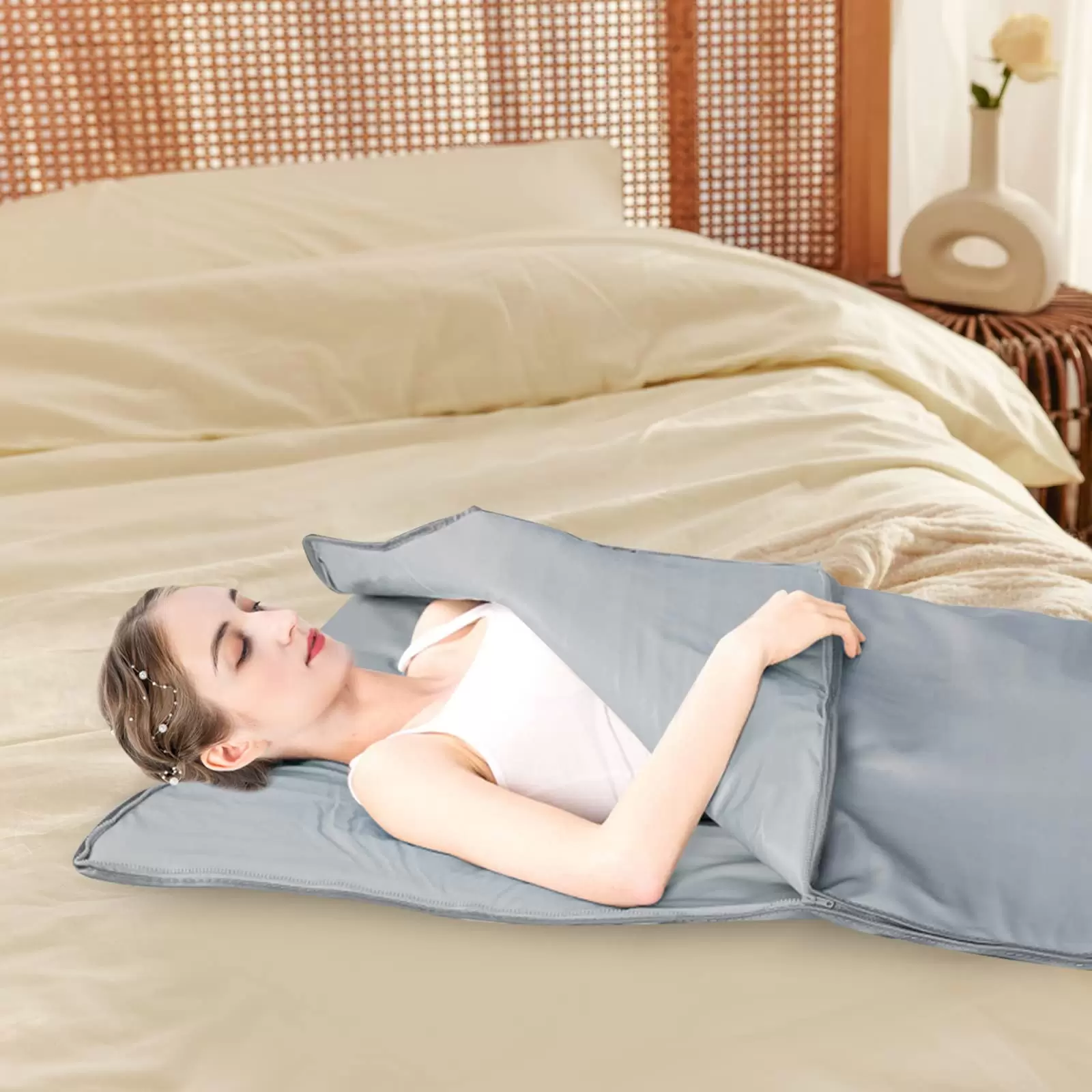 Fern-Infrarot-Saunadecke, 2 Zone Controller Sauna Blanket Saunasack Körper Shaper Massage Detox-Therapie