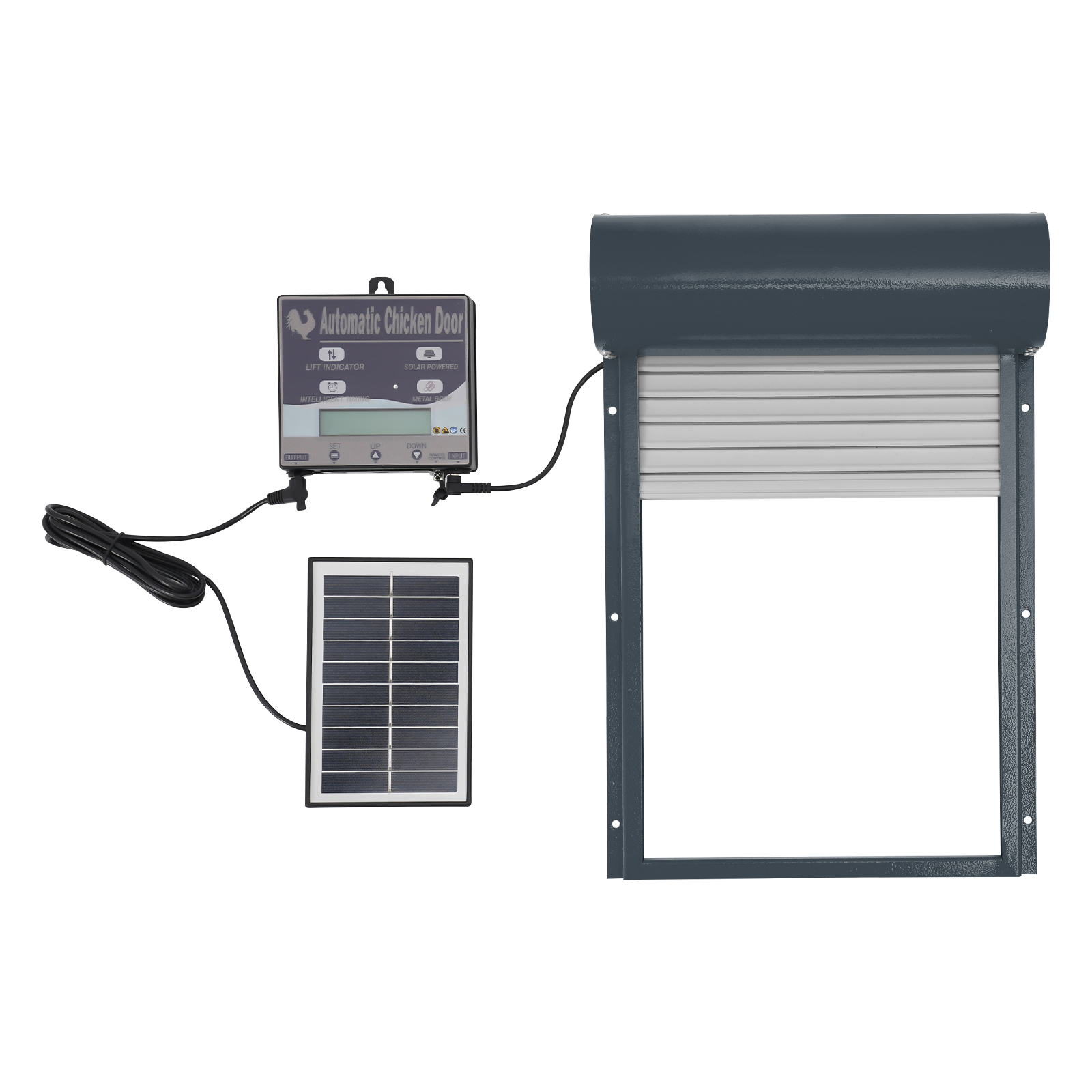 Automatische kippenhokdeur, automatische kippendeur met afstandsbediening, automatische kippendeur op zonne-energie