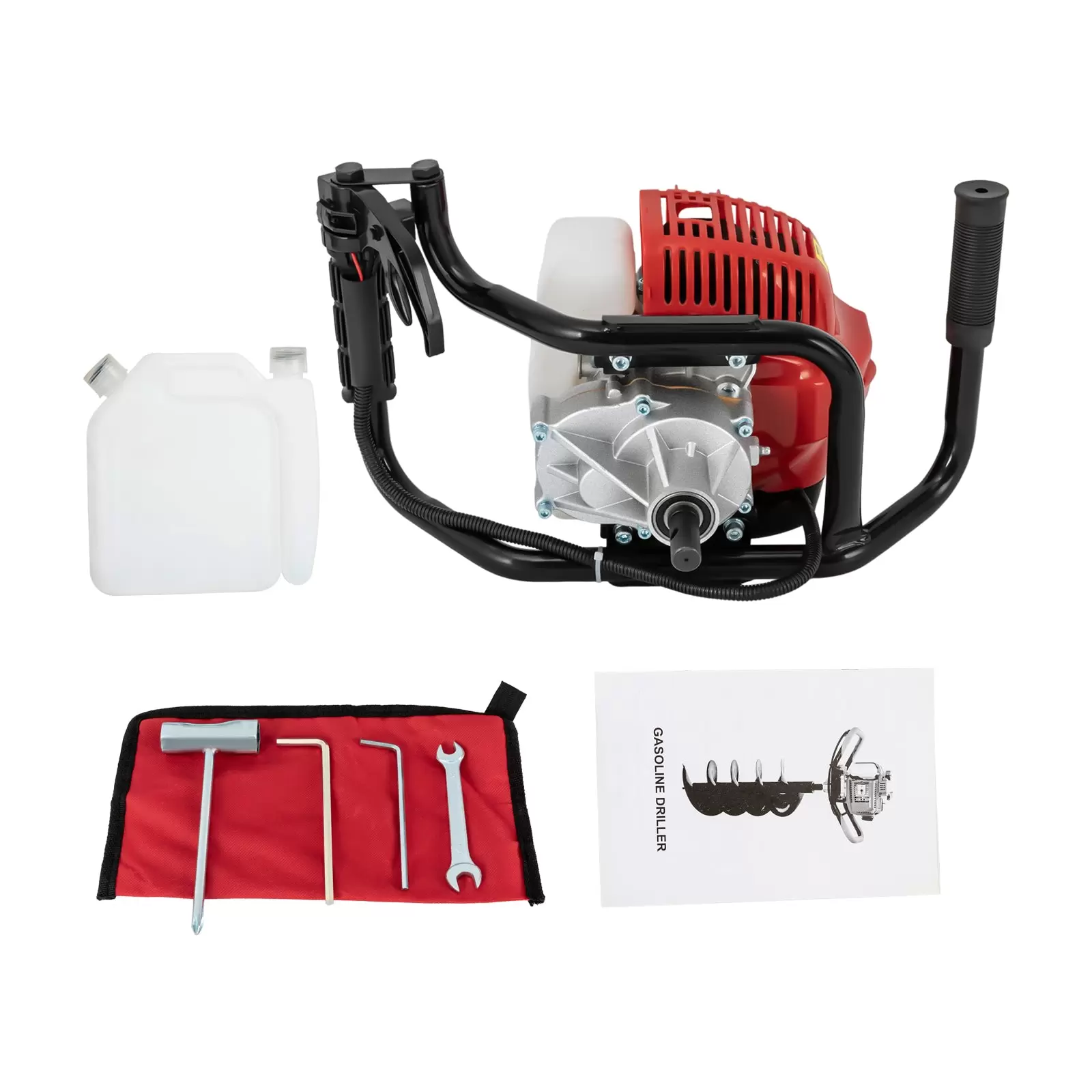 52cc Benzin Motor Post Hole Digger 2-Takt gasbetriebener Erdbohrer Erdbohrgerät Erdlochbohrer Set