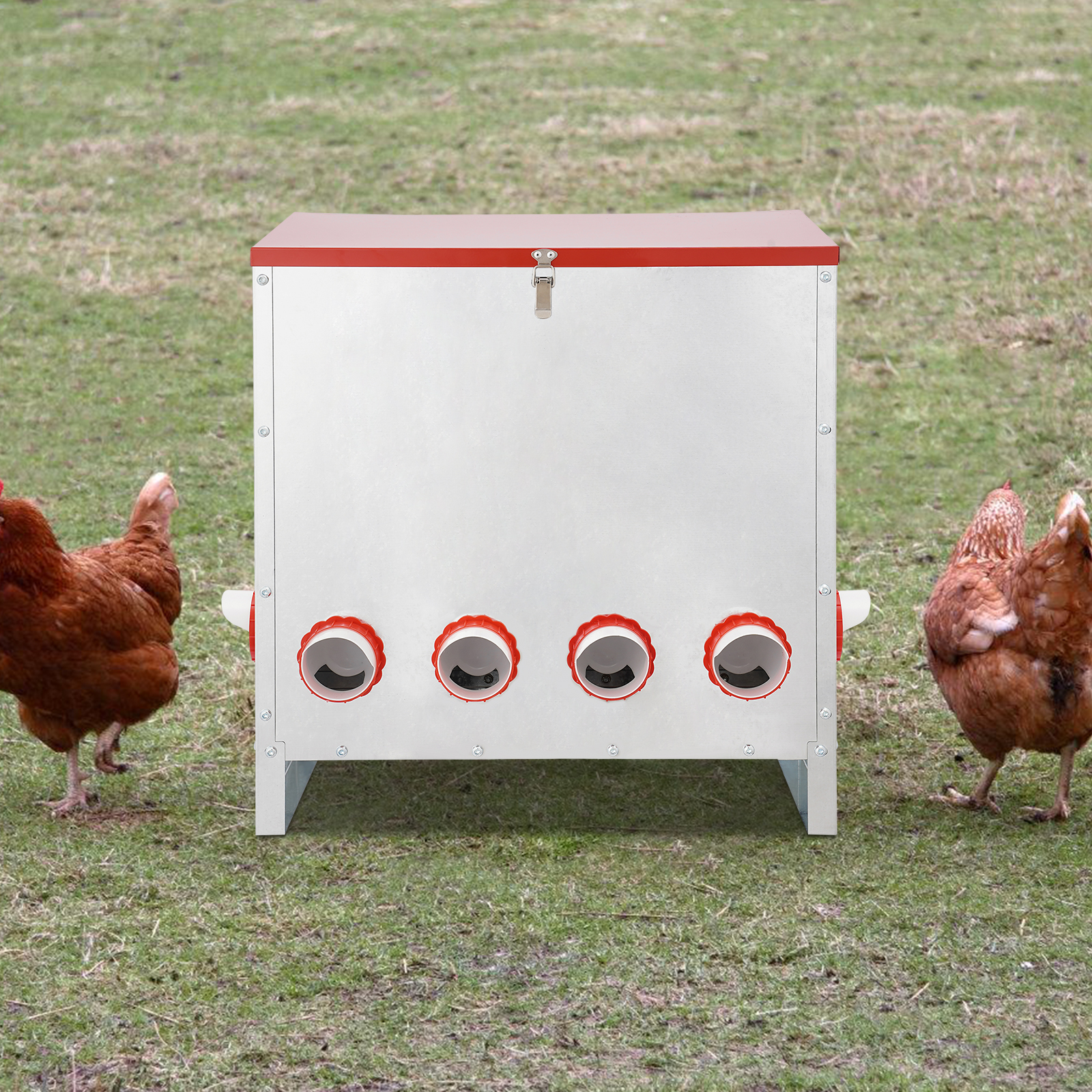 66.14lbs Chicken Feeder, Large Capacity Chicken Feeder, 10-Hole Chicken Feeder for Most Poultry, including Turkeys, Chickens
