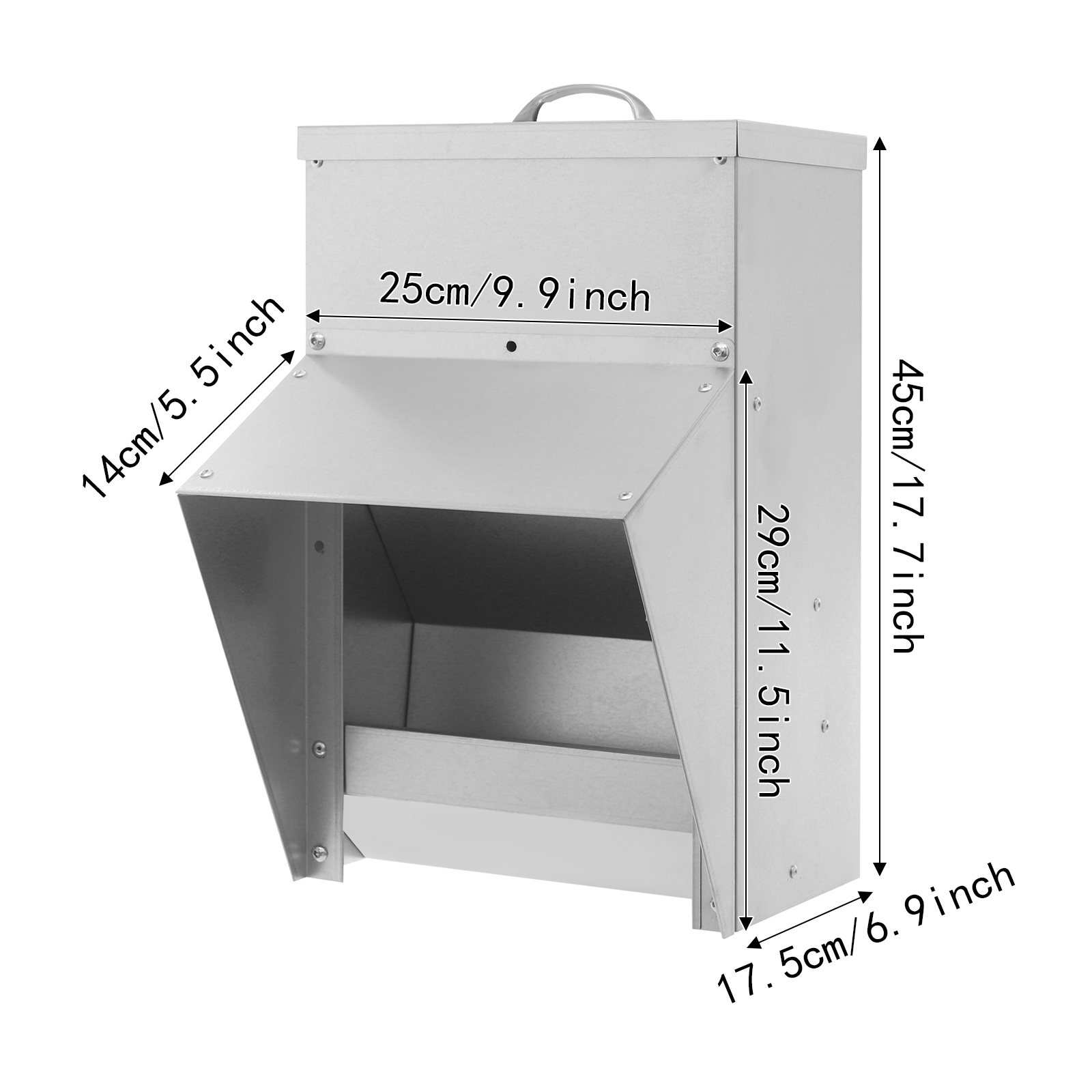 Iron Galvanized Rainproof Chicken Feeder, Hanging Feeder with Lid for Feeding Ducks Outdoors, Chicken Feeder