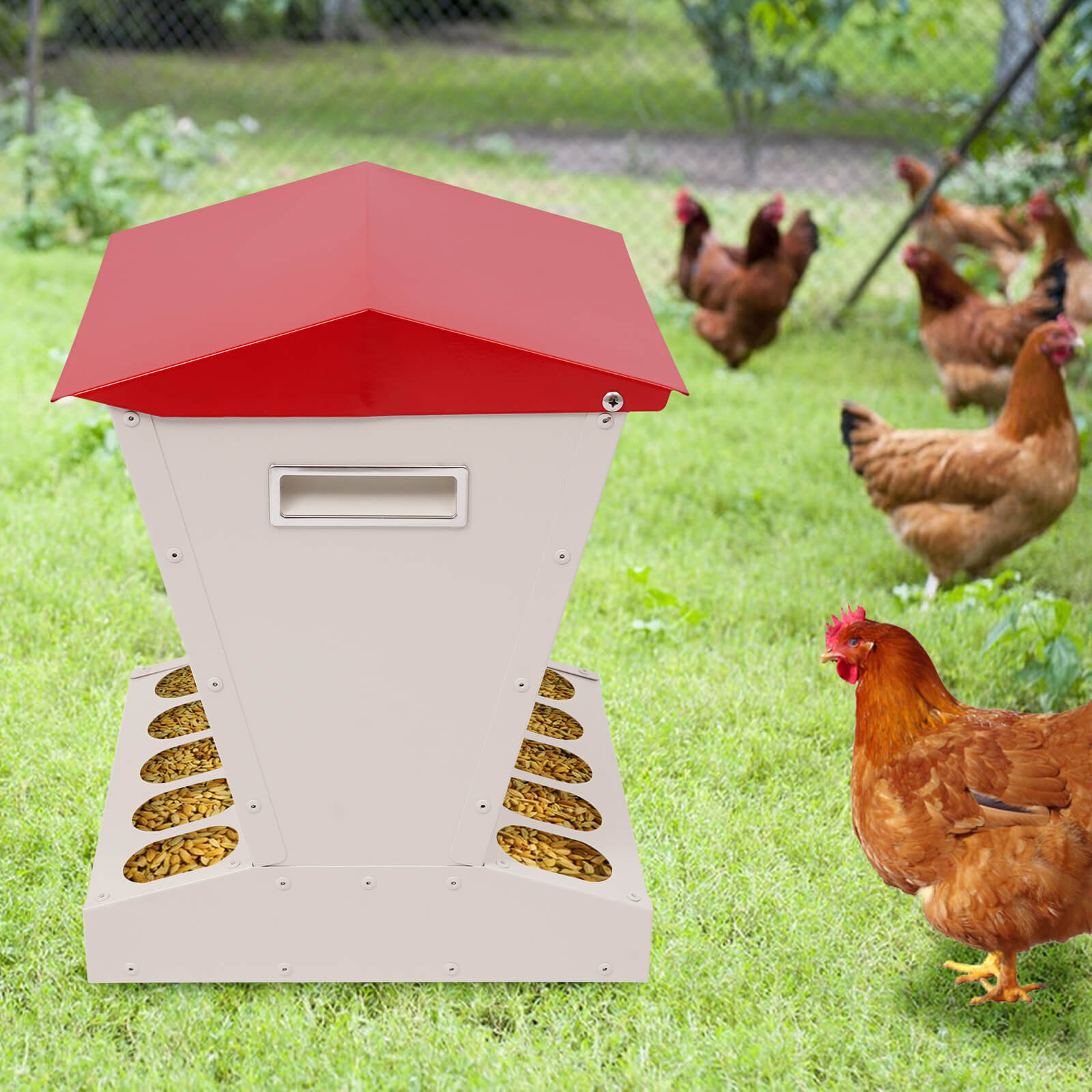 Chicken Feeder, Large Capacity Chicken Feeder, 10-Hole Chicken Feeder Chicken Feeder, Large Capacity Chicken Feeder, 10-Hole Chicken Feeder