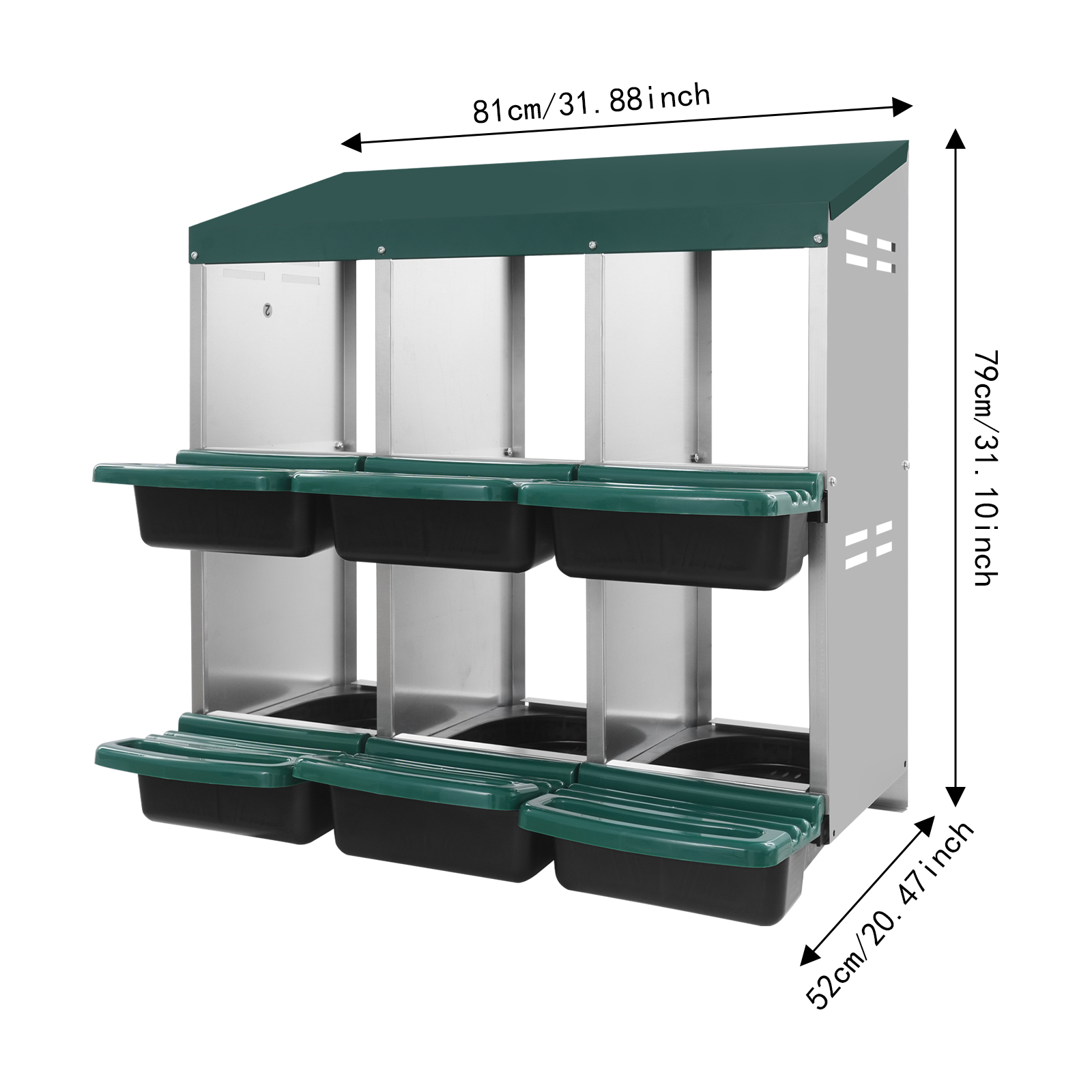 Nido para gallinas de 6 rejillas, para poner huevos, ideal para hogares, granjas, gallineros, patios y terrazas - Verde Nido para gallinas de 6 rejillas, para poner huevos, ideal para hogares, granjas, gallineros, patios y terrazas - Verde
