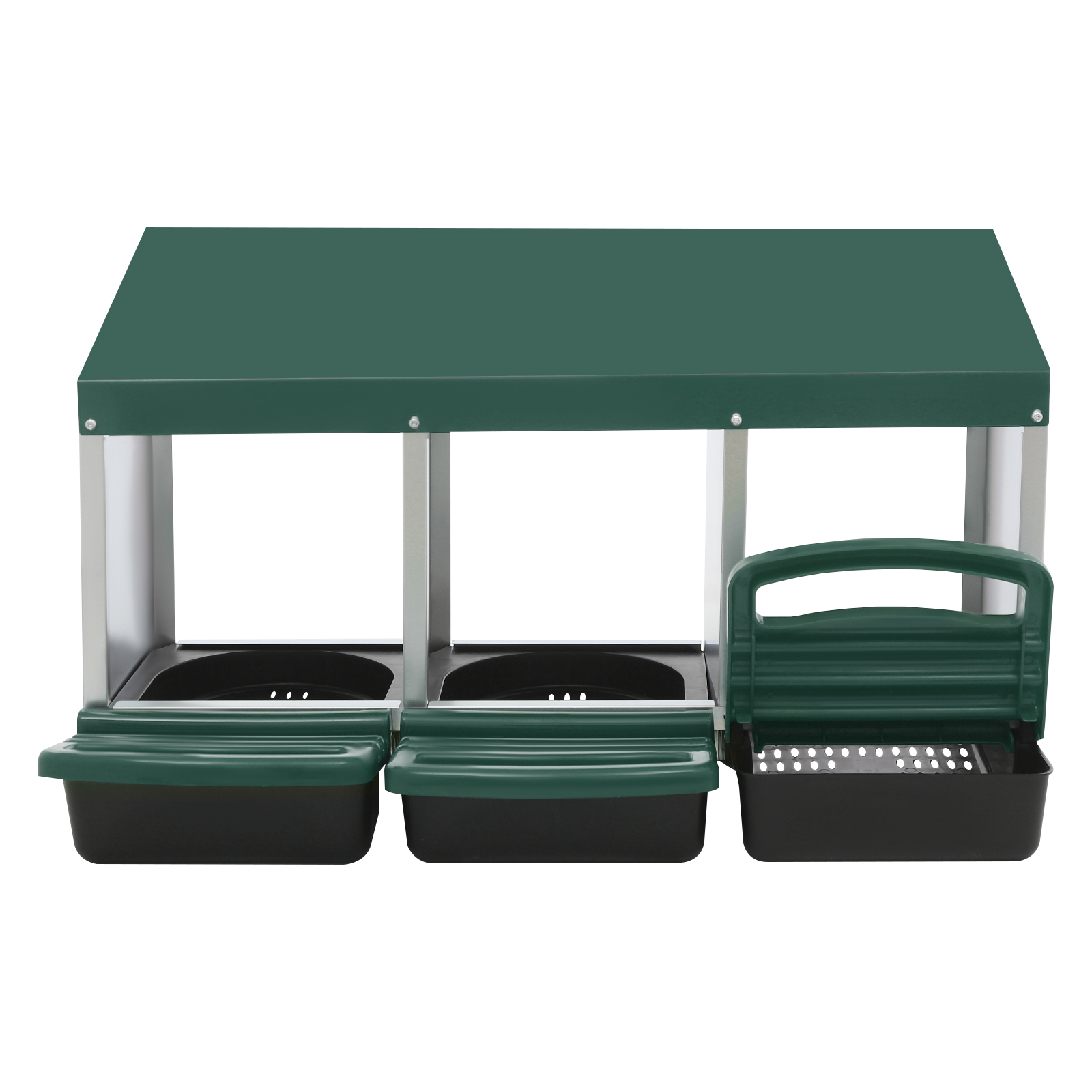 3 Grid Chicken Nesting Box, Laying Nest, Nesting Box used in Homes, Farms, Coops, Backyards, Courtyards - Green