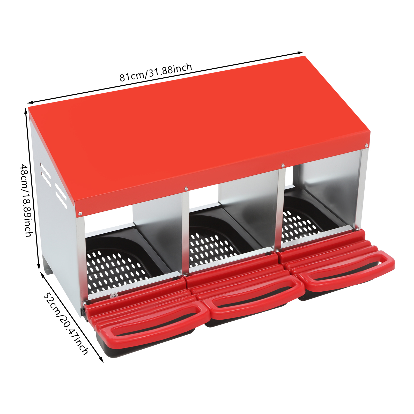 Nido de 3 rejillas para gallinas, nido para ponedoras, ideal para casas, granjas, gallineros, patios y terrazas - Rojo