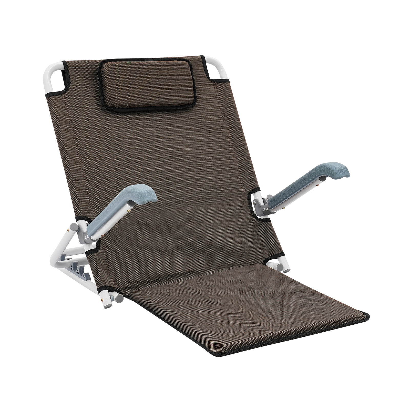 Braune verstellbare Bett-Rückenlehne Eisen Schwamm Baumwolle 5 Neigungen bis 90kg klappbares Lesekissen mit Armlehnen
