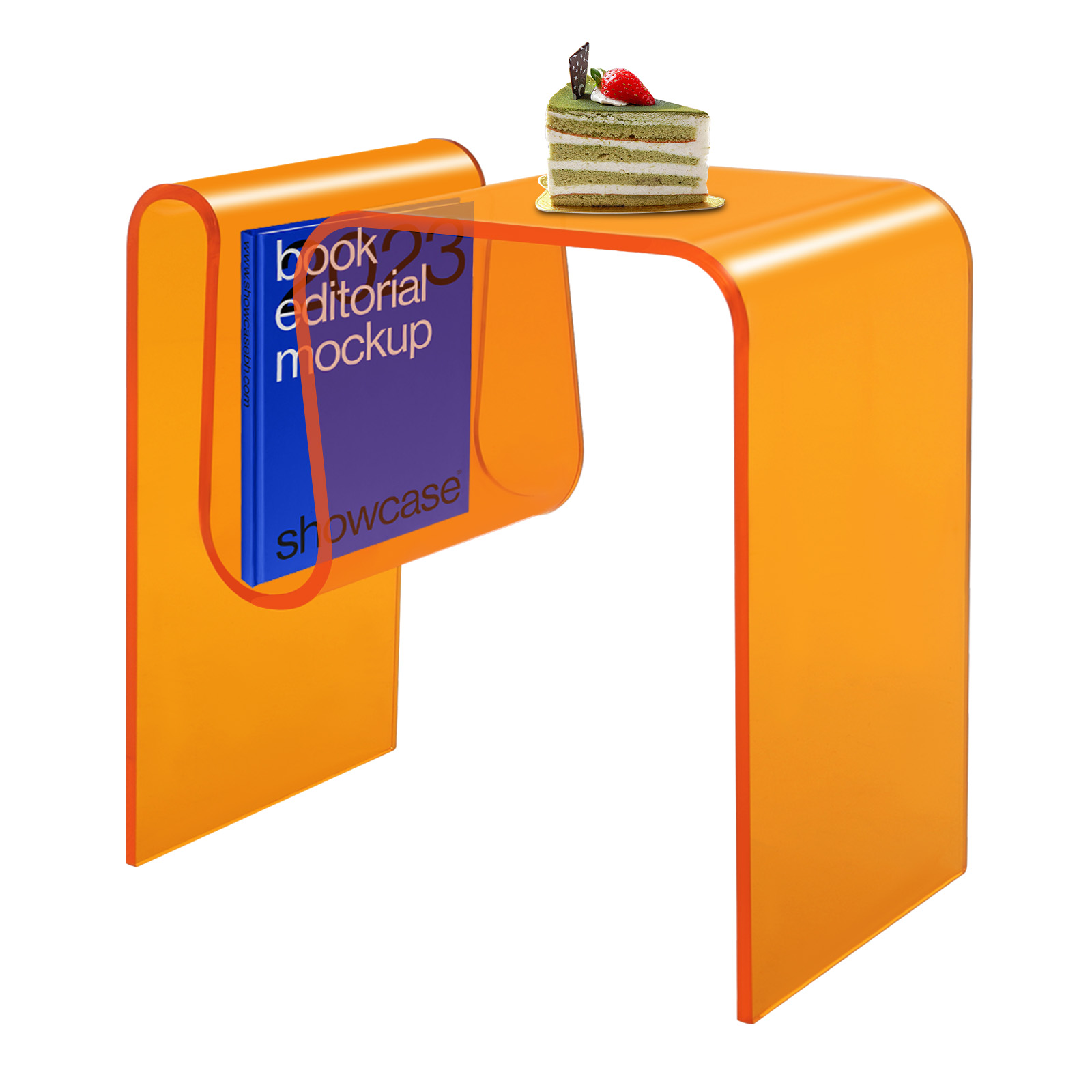 bob 之助　604030サイドアクリル 45x30x45cm M-Shaped Side Table, Acrylic Side Table, Bedside Table