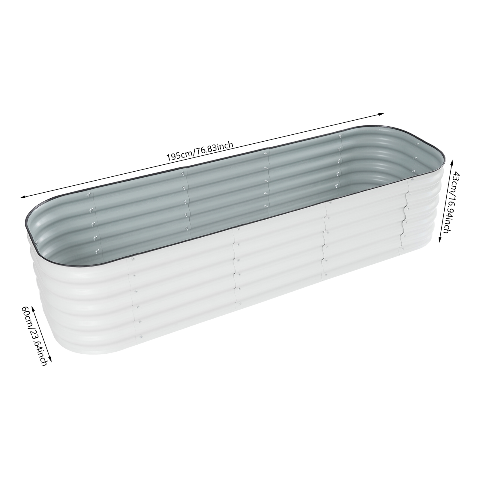 195 x 60 x 43 cm, 4 Stück 530 gebogene Bretter + 6 Stück 500 gerade Bretter, 10-in-1 Hochbeet aus Metall, Hochbeet aus Metall für den Garten