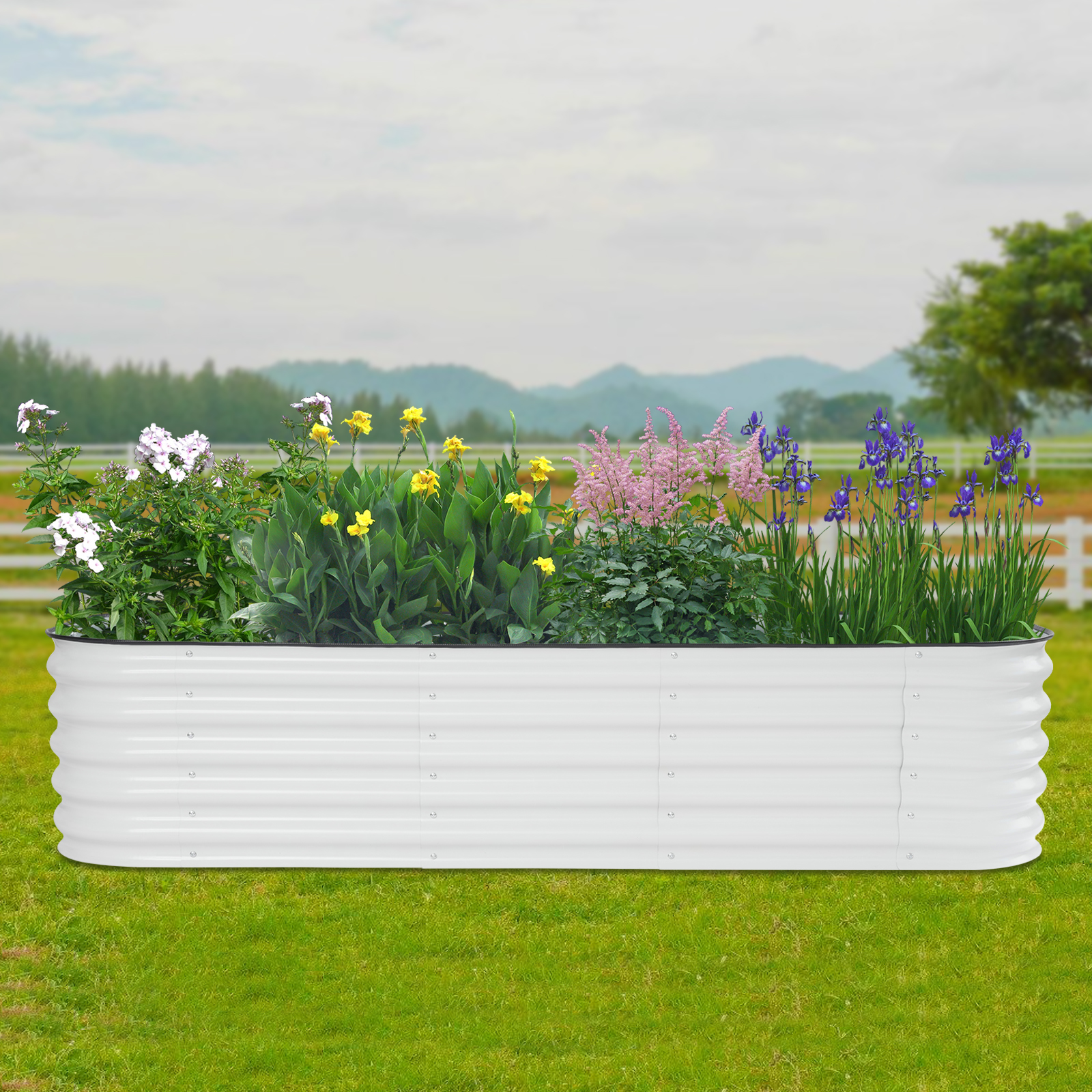 195 x 60 x 43 cm, 4 Stück 530 gebogene Bretter + 6 Stück 500 gerade Bretter, 10-in-1 Hochbeet aus Metall, Hochbeet aus Metall für den Garten
