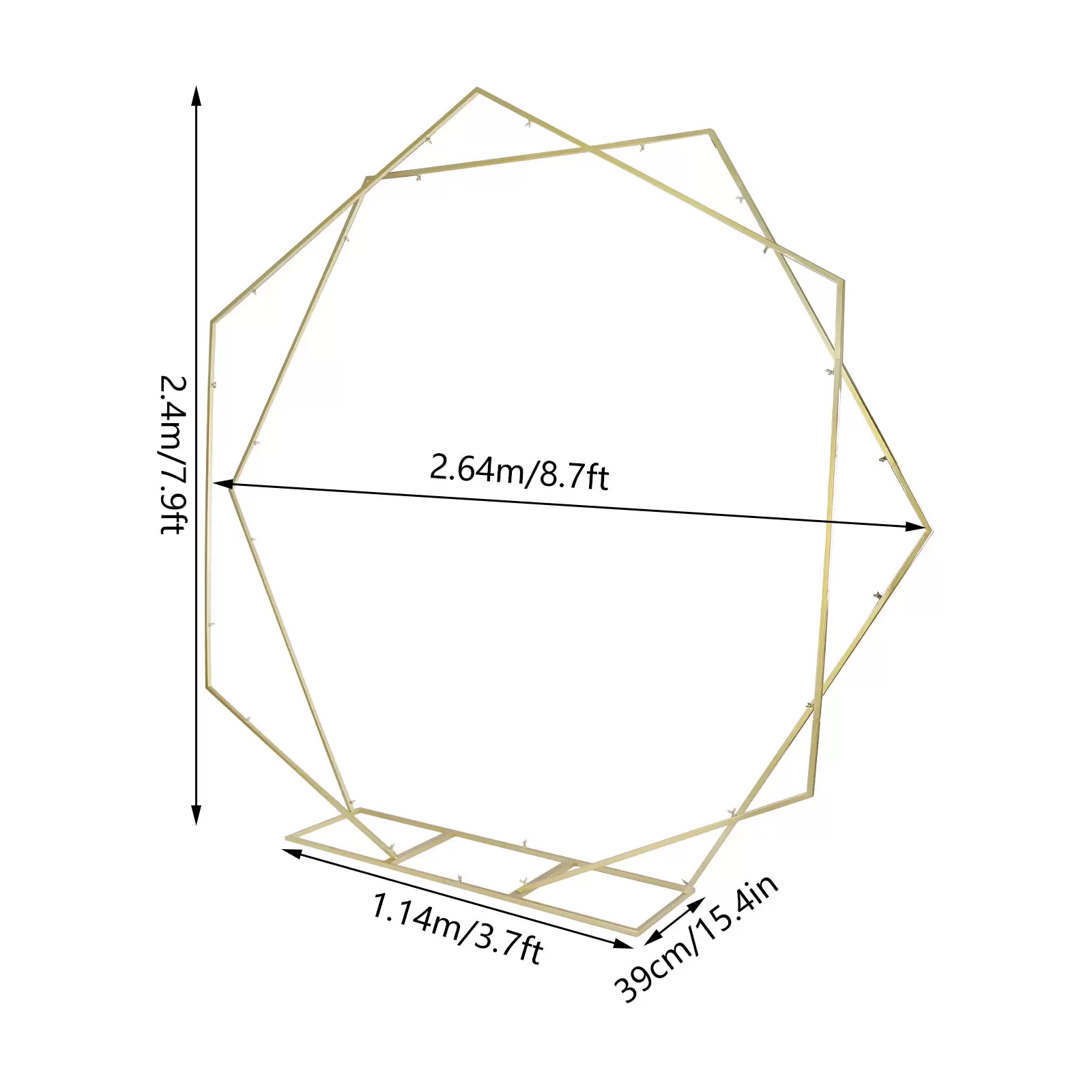 2.4M Doppeltes Traubogen Hexagon Gold, Hochzeitsbogen Hintergrund Ständer, Quadratische Basis 2.4M Doppeltes Traubogen Hexagon Gold, Hochzeitsbogen Hintergrund Ständer, Quadratische Basis
