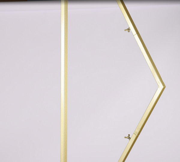 2.4M Doppeltes Traubogen Hexagon Gold, Hochzeitsbogen Hintergrund Ständer, Quadratische Basis