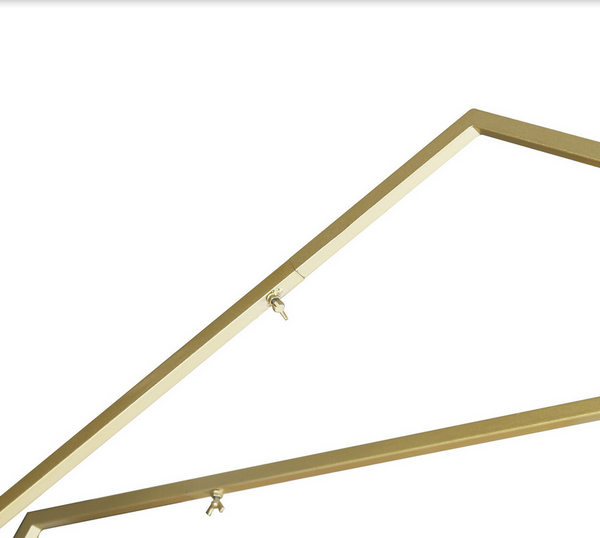 2.4M Doppeltes Traubogen Hexagon Gold, Hochzeitsbogen Hintergrund Ständer, Quadratische Basis