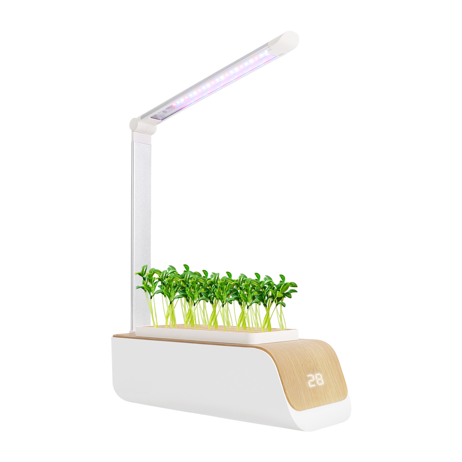 Hydroponic Planter, Indoor Herb Hydroponic Planter Kit with Grow Light, Hydroponic Planter for Home Kitchen Windowsill - White