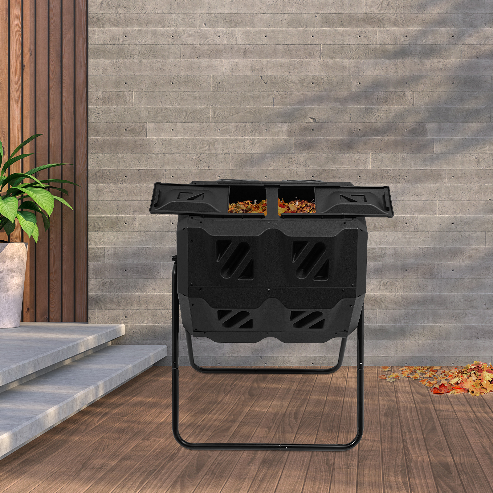 Composteur double chambre 160 L, bac à compost rotatif, composteur à tambour Composteur double chambre 160 L, bac à compost rotatif, composteur à tambour