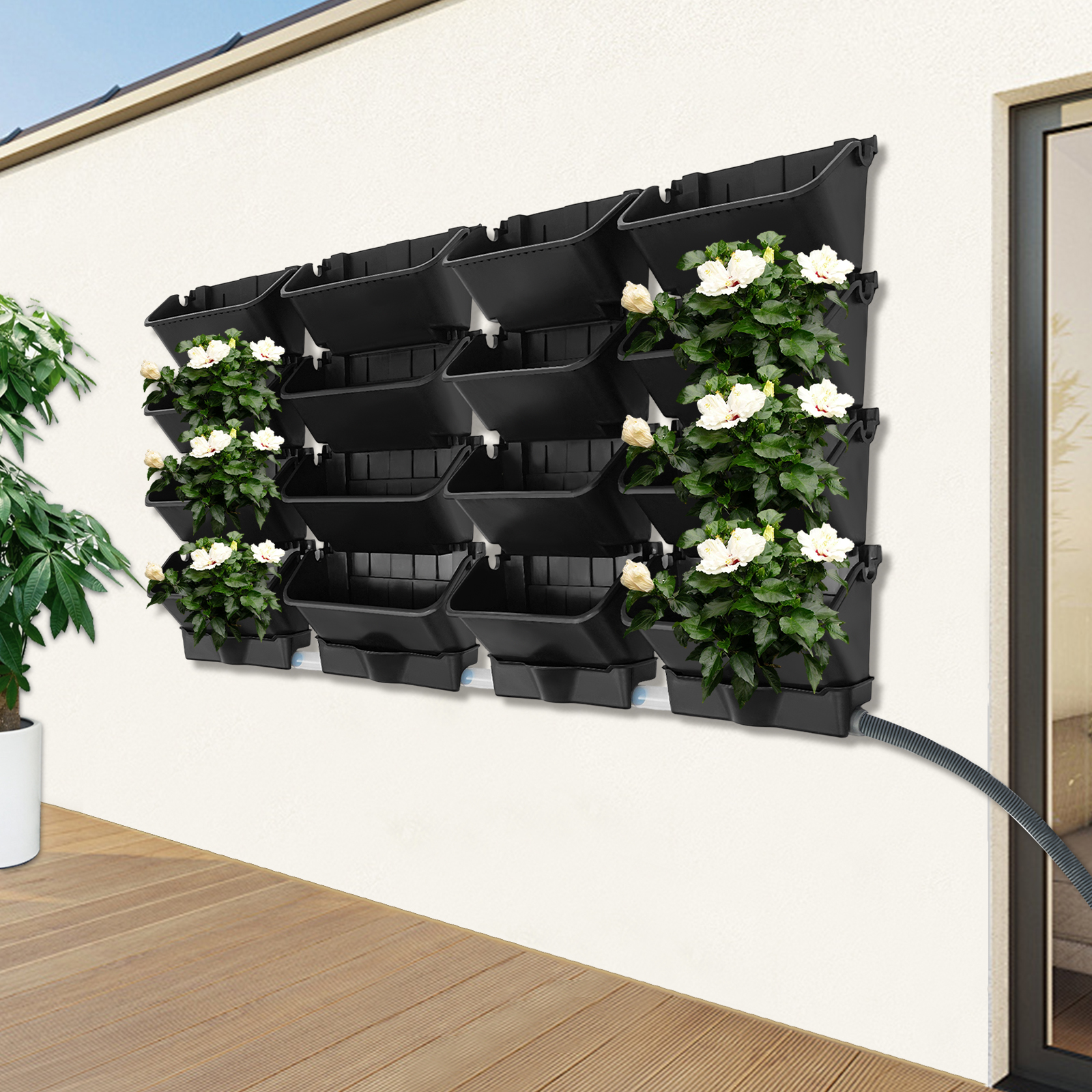 Hängender vertikaler Wand-Pflanzkübel, Wand-Pflanzsack für Garten, vertikaler Garten-Pflanzkübel