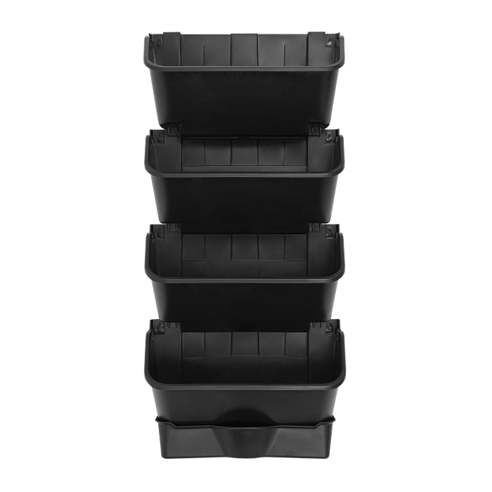 Hanging Vertical Wall Planter, 24 Planter Pots, 6 Drain Basins + 2m Drain Hose - Black