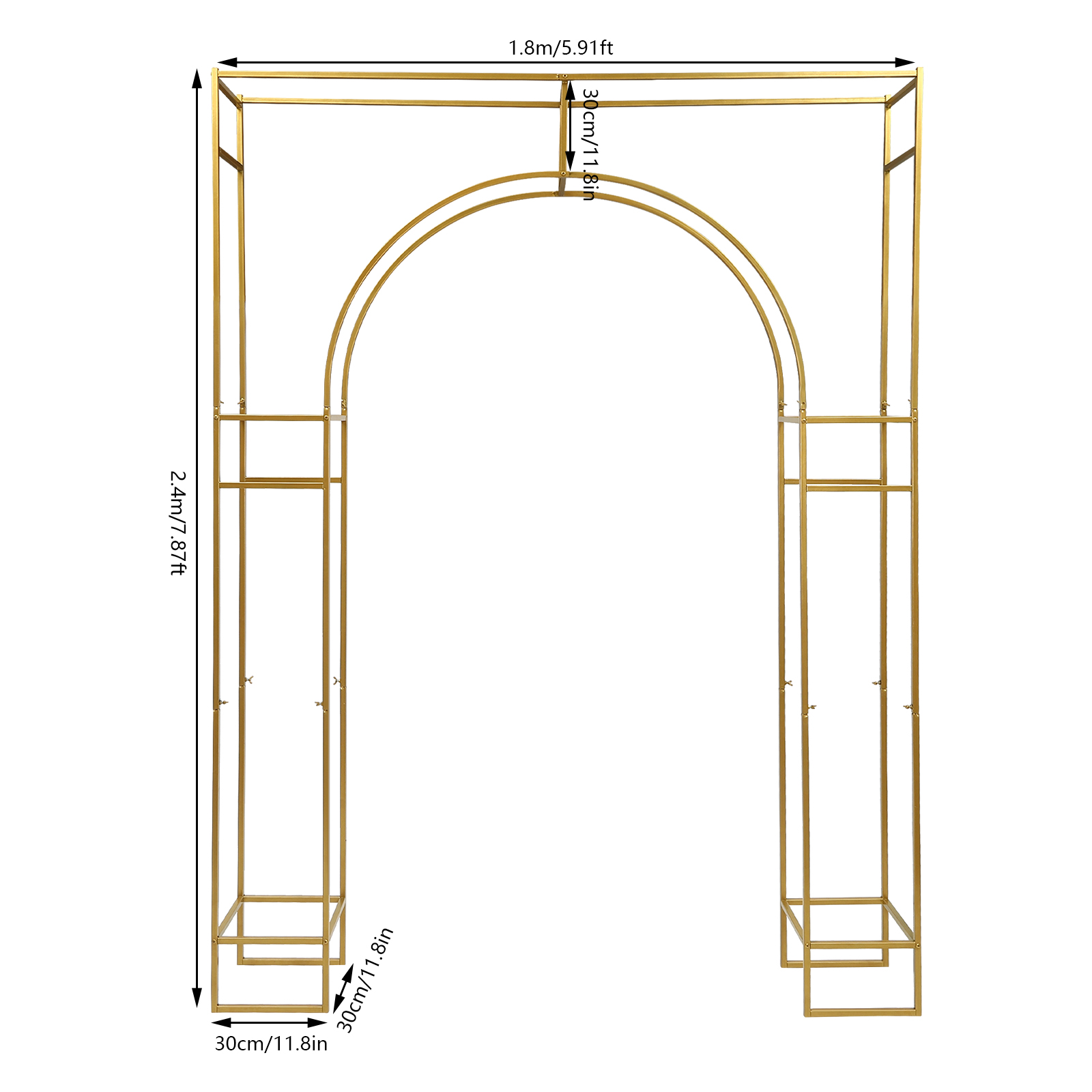 Hochzeitsbogen-Hintergrundständer, goldene Hochzeitsbögen für Zeremonien, quadratischer Metall-Ballonbogenständer, Gartenlaubenrahmen