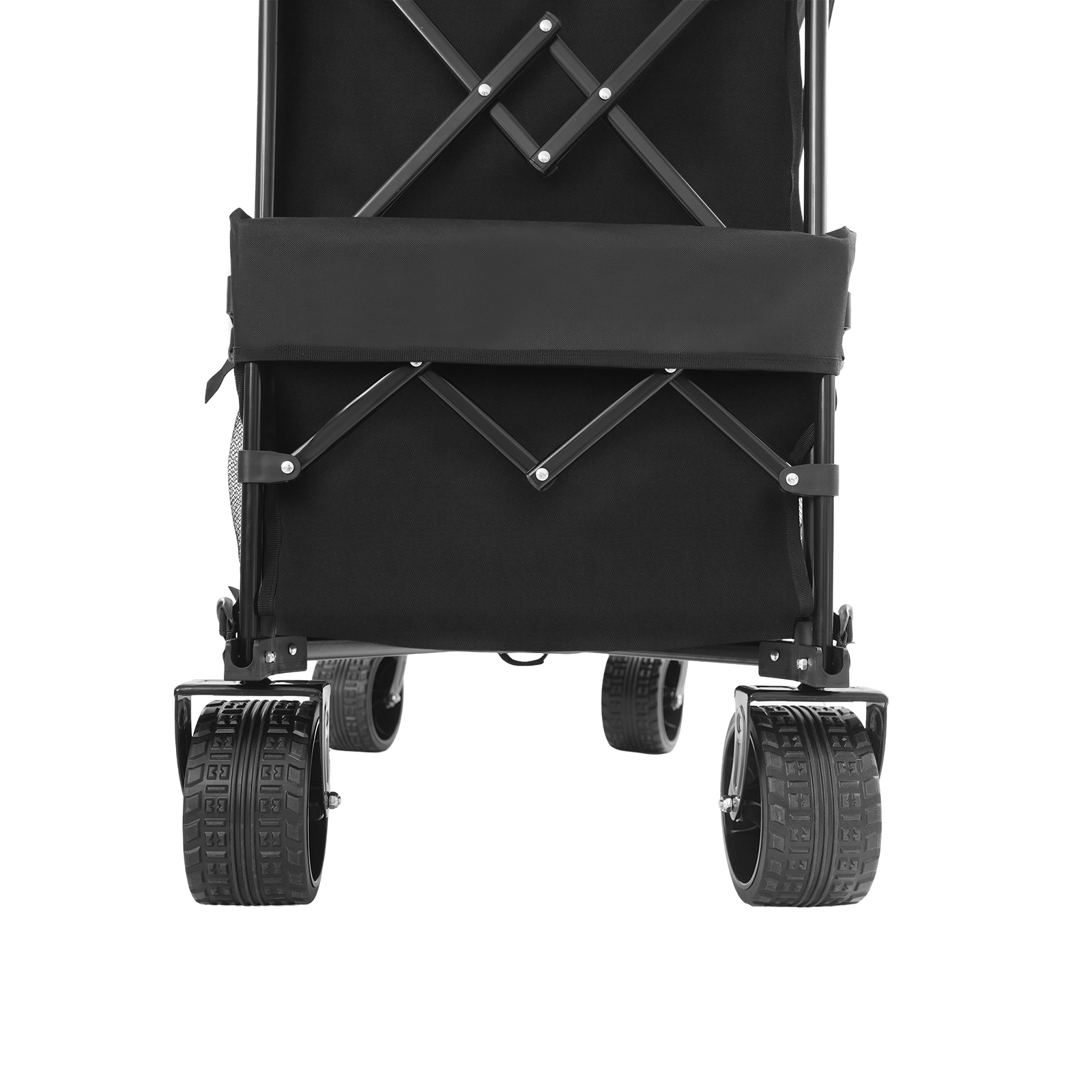 Black Collapsible Cart, Foldable Wagon Cart, Double Layer Cart for Camping Sites, Picnic Areas
