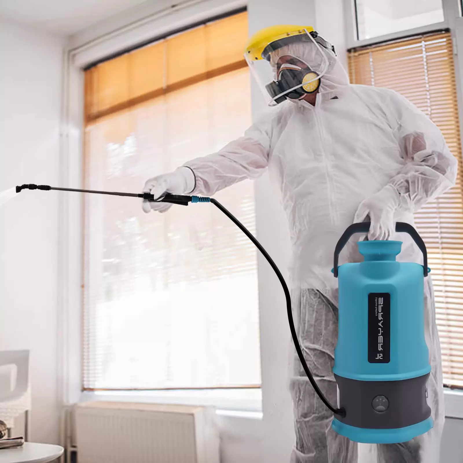 1.32 Gallon batteriebetriebener Sprüher für Langzeitsprüher, Gartensprüher für Unkrautsprüher mit justierbarem Sprühstab und Düsen
