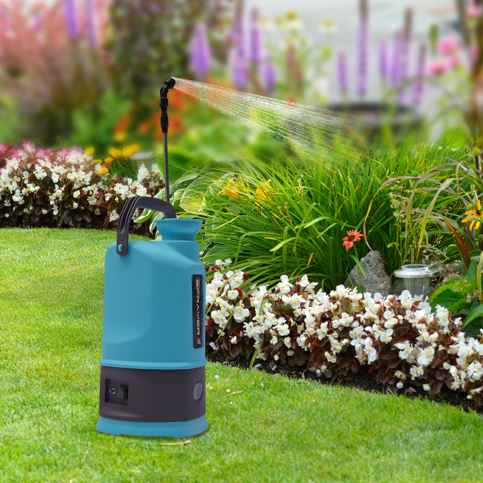 Batteriedrucksprüher 5 Litres einschließlich Li-Ion Batterie und Ladegerät Gartensprüher für Garten Wein Garten Rasen Portable Sprüher Pflanze Sprüher