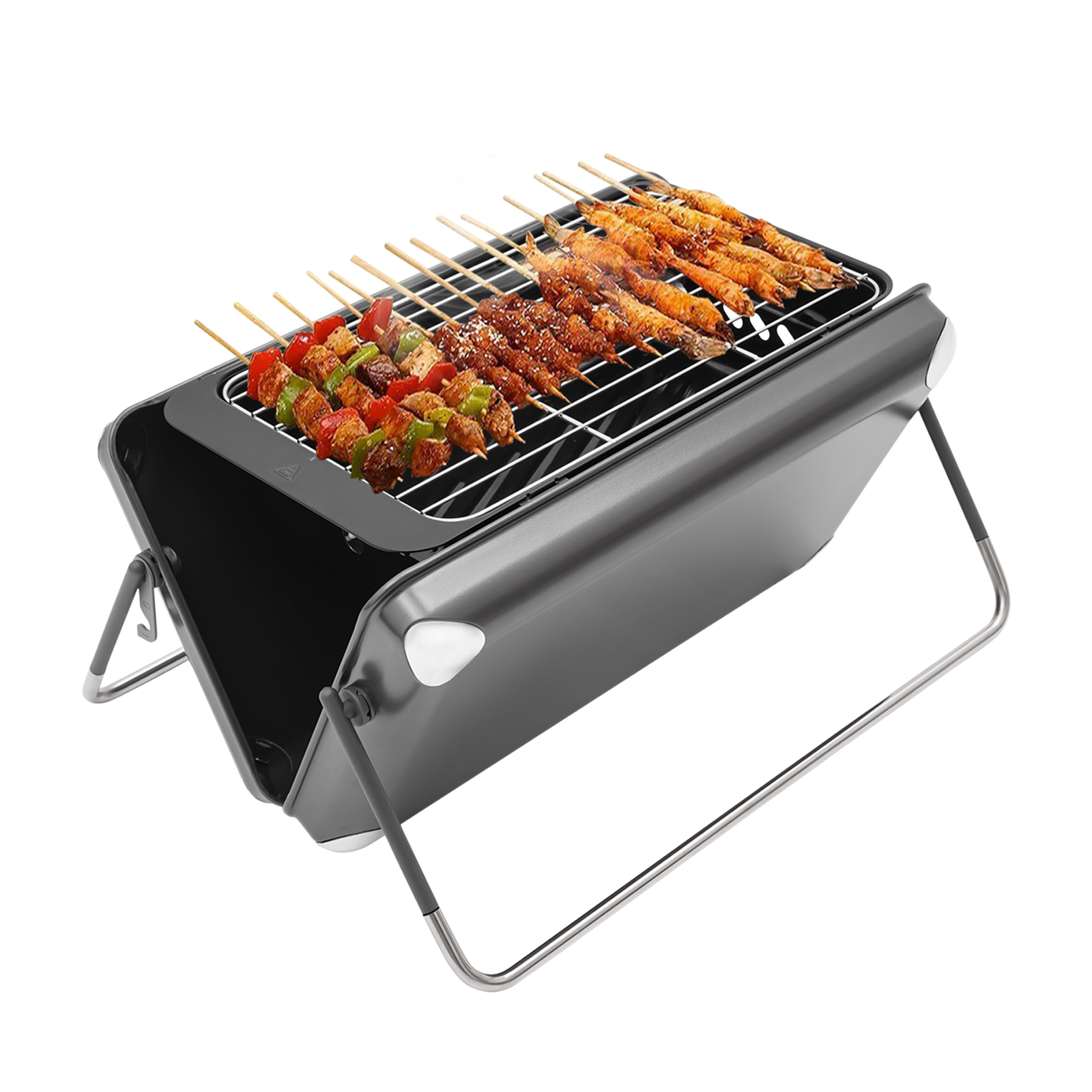 Tragbarer Campingkocher, tragbarer 2-in-1-Holzkohle- und Gasgrill