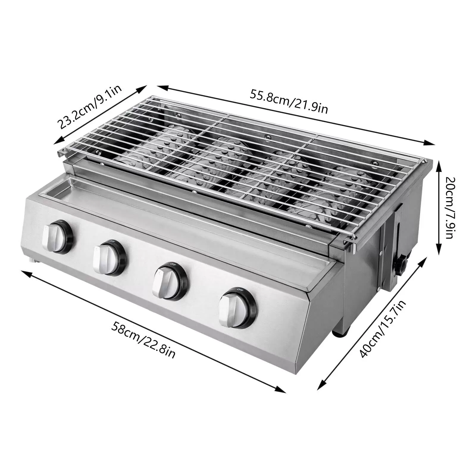 4 Brenner Gasgrill Rauchfreie Tischplatte Grillofen Rostfreier Stahl 4 Brenner Gasgrill Rauchfreie Tischplatte Grillofen Rostfreier Stahl