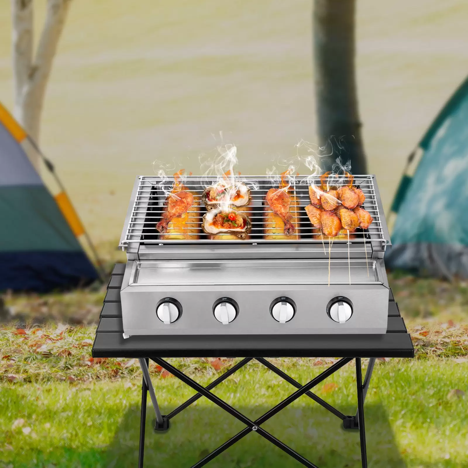4 Brenner Gasgrill Rauchfreie Tischplatte Grillofen Rostfreier Stahl 4 Brenner Gasgrill Rauchfreie Tischplatte Grillofen Rostfreier Stahl