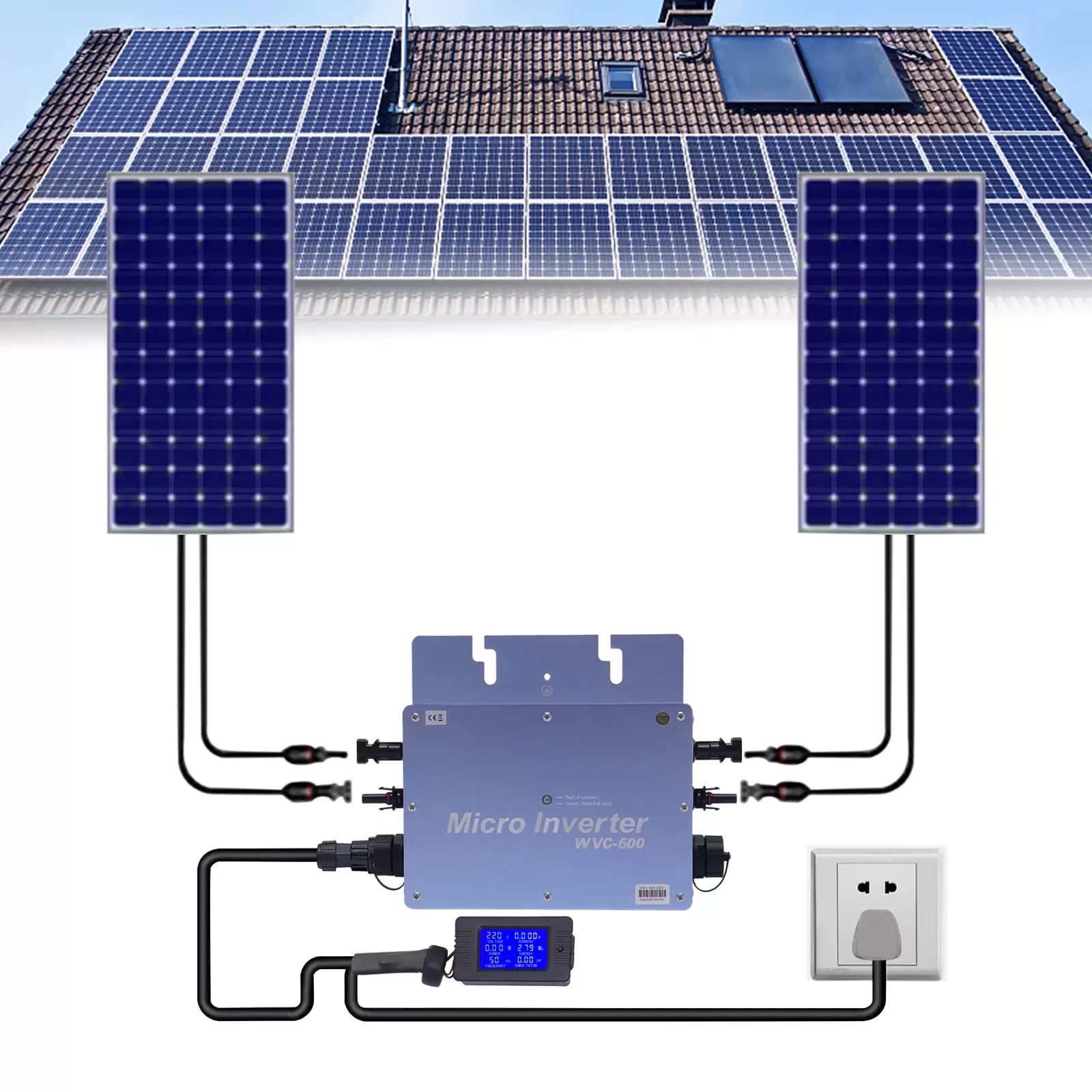 600W Solar Grid Tie Micro Inverter Wasserdicht IP65 DC54V für Solarpanel