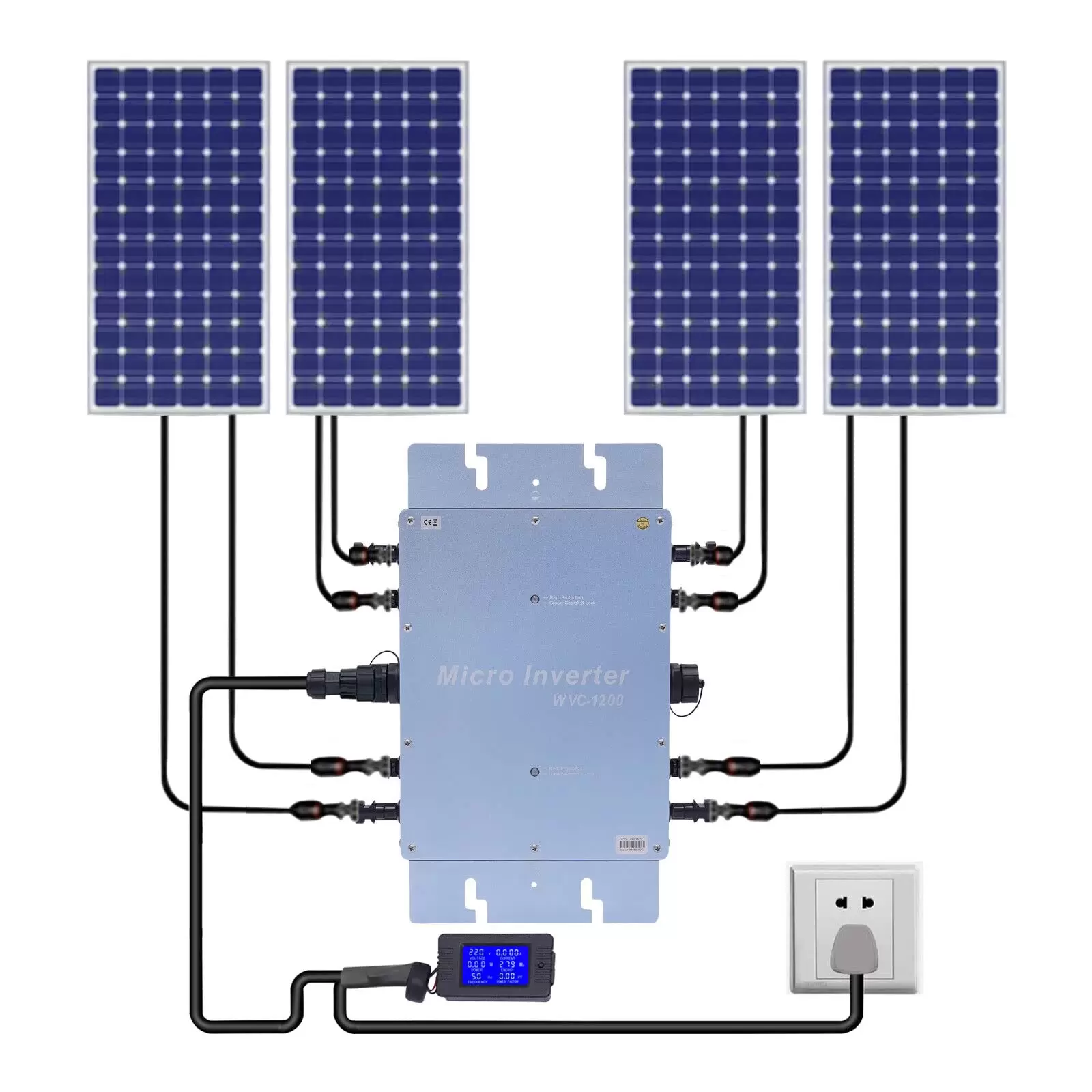 1200W Solar Grid Tie Micro Inverter Netzbinder Wechselrichter 220V Mikrowechselrichter  IP65