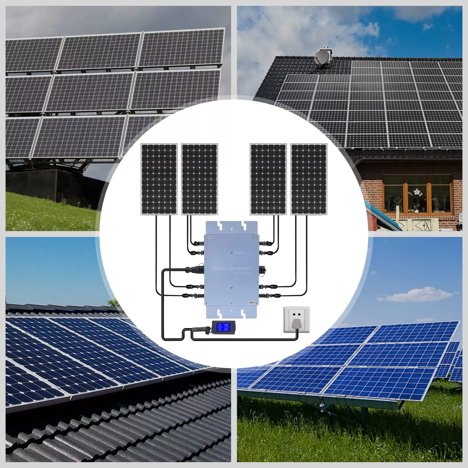 1200W Solar Grid Tie Micro Inverter Netzbinder Wechselrichter 220V Mikrowechselrichter IP65 1200W Solar Grid Tie Micro Inverter Netzbinder Wechselrichter 220V Mikrowechselrichter IP65