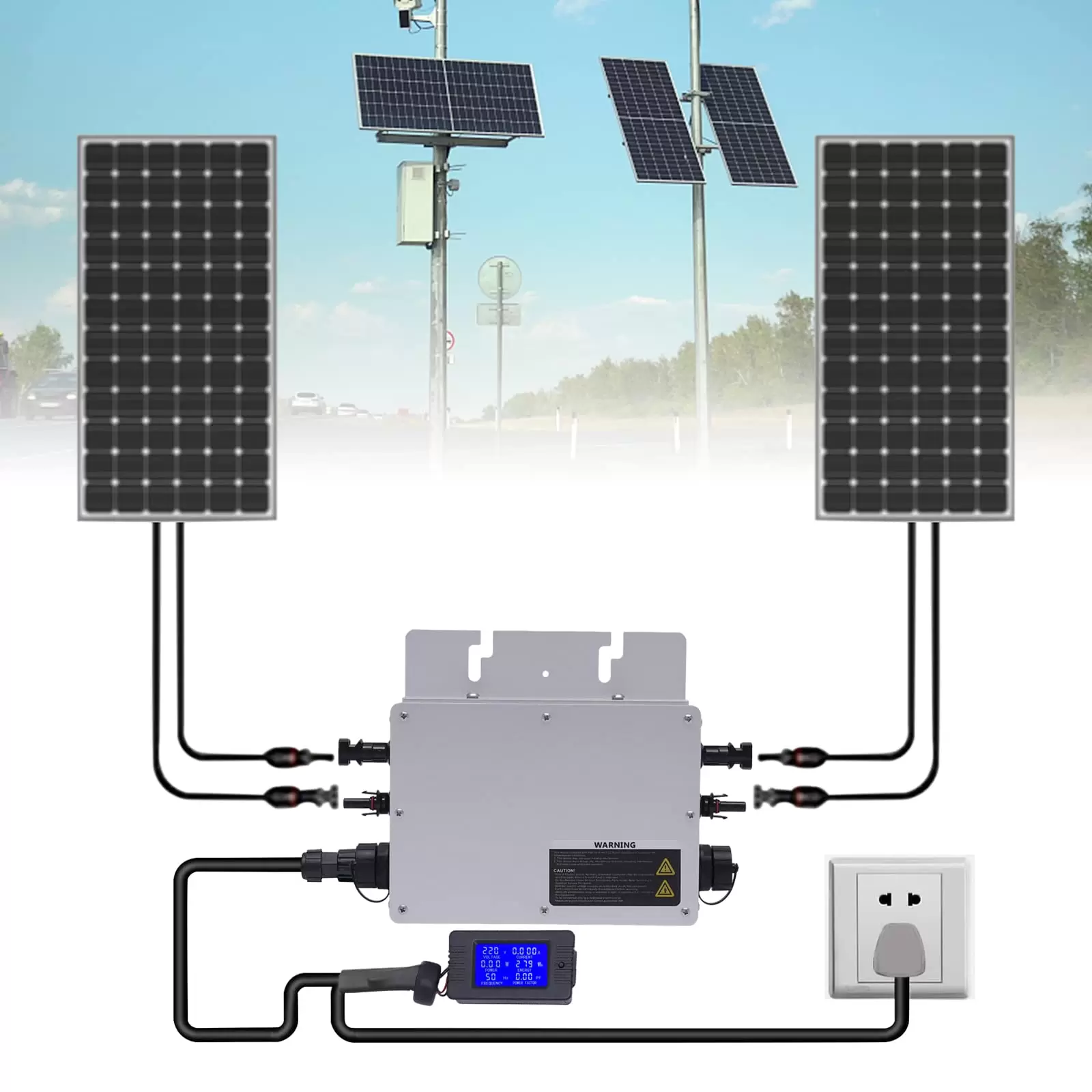 700W Solar Grid Tie Micro Wechselrichter, IP65 wasserdichte, Steuerung Mikro Solar Inverter AC 180-260V