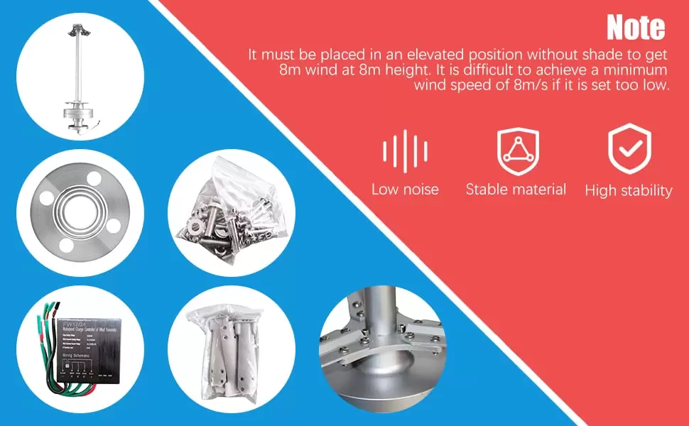 CNCEST Windgenerator Power-Turbine Vertikal 3-Klinge mit Regler 24V 400W Vertikale Windgenerator CNCEST Windgenerator Power-Turbine Vertikal 3-Klinge mit Regler 24V 400W Vertikale Windgenerator