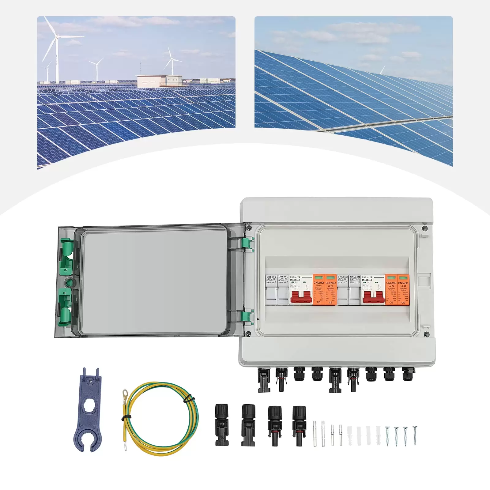 500V Solar PV Kombinator Anlage Anschlusskasten Box Solarpanel 32A 2 Strings