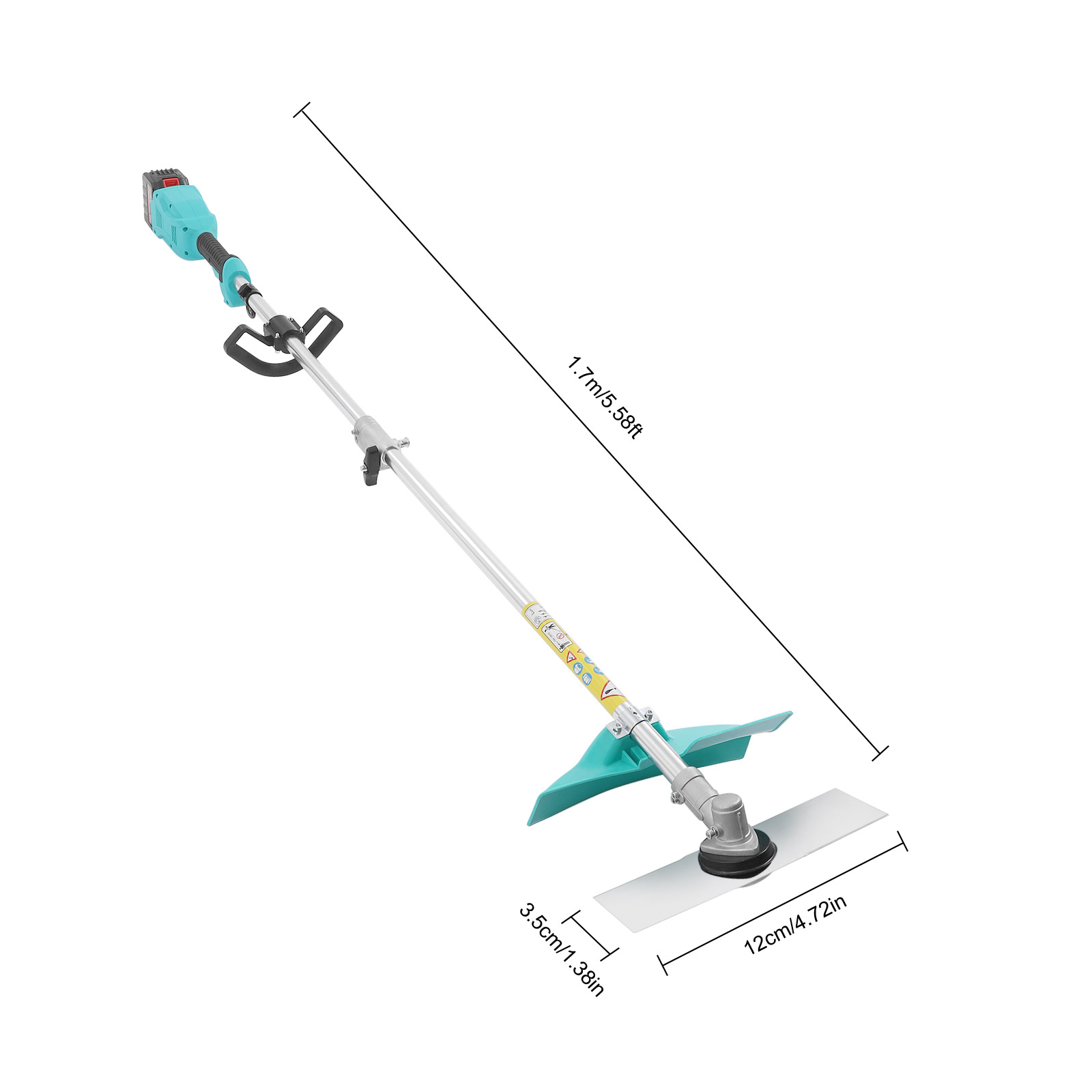 Rasentrimmer mit Akku Elektro Rasentrimmer Schnurlos Mit Rädern und Armlehne, 24 V / 6Ah Lithiumbatterie, 1300 W Motorleistung
