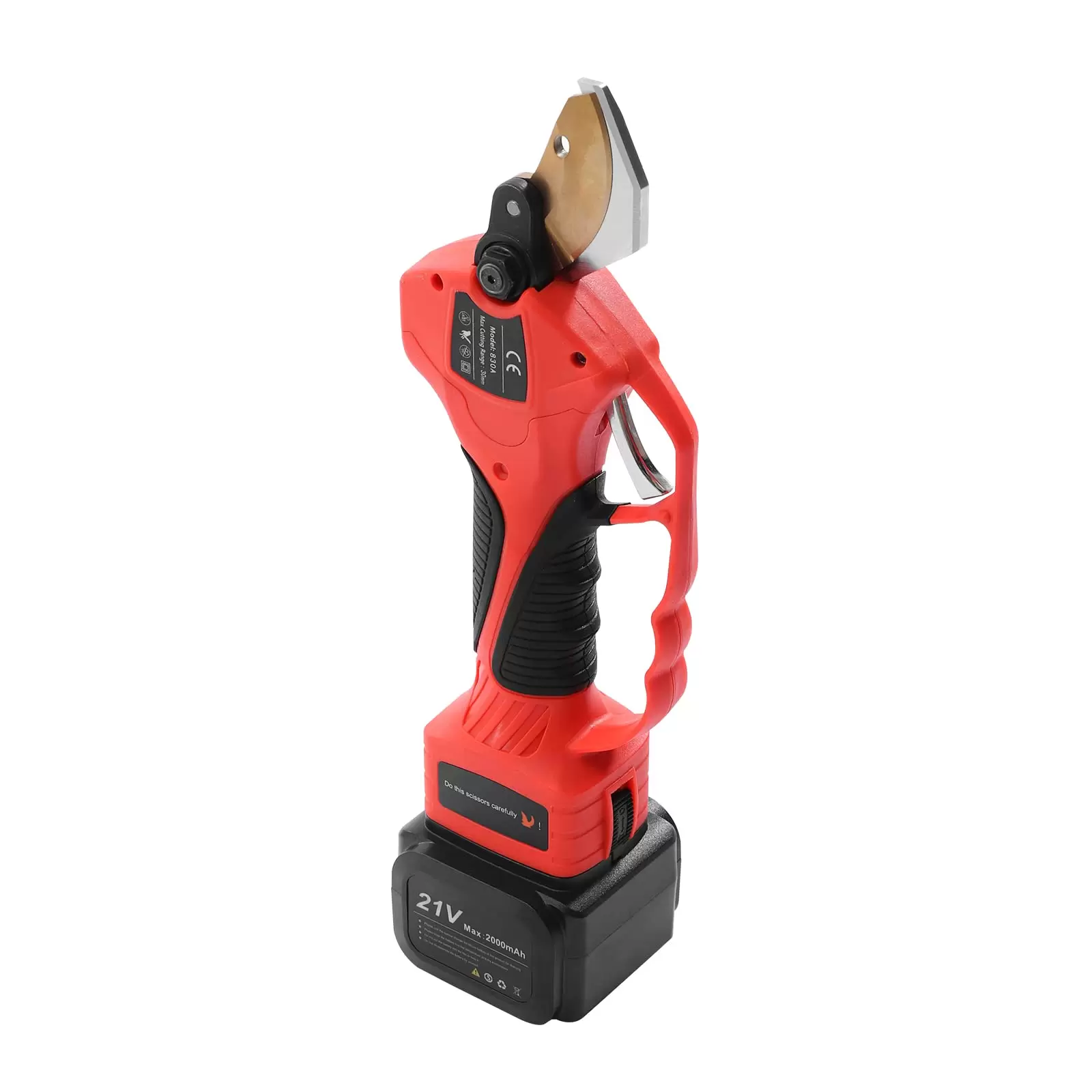 Akku-Schneideschere, Elektroschere mit High Reach Extension Pole, Werkzeuggürtel, 2-Pack 21V Lithium Batterie