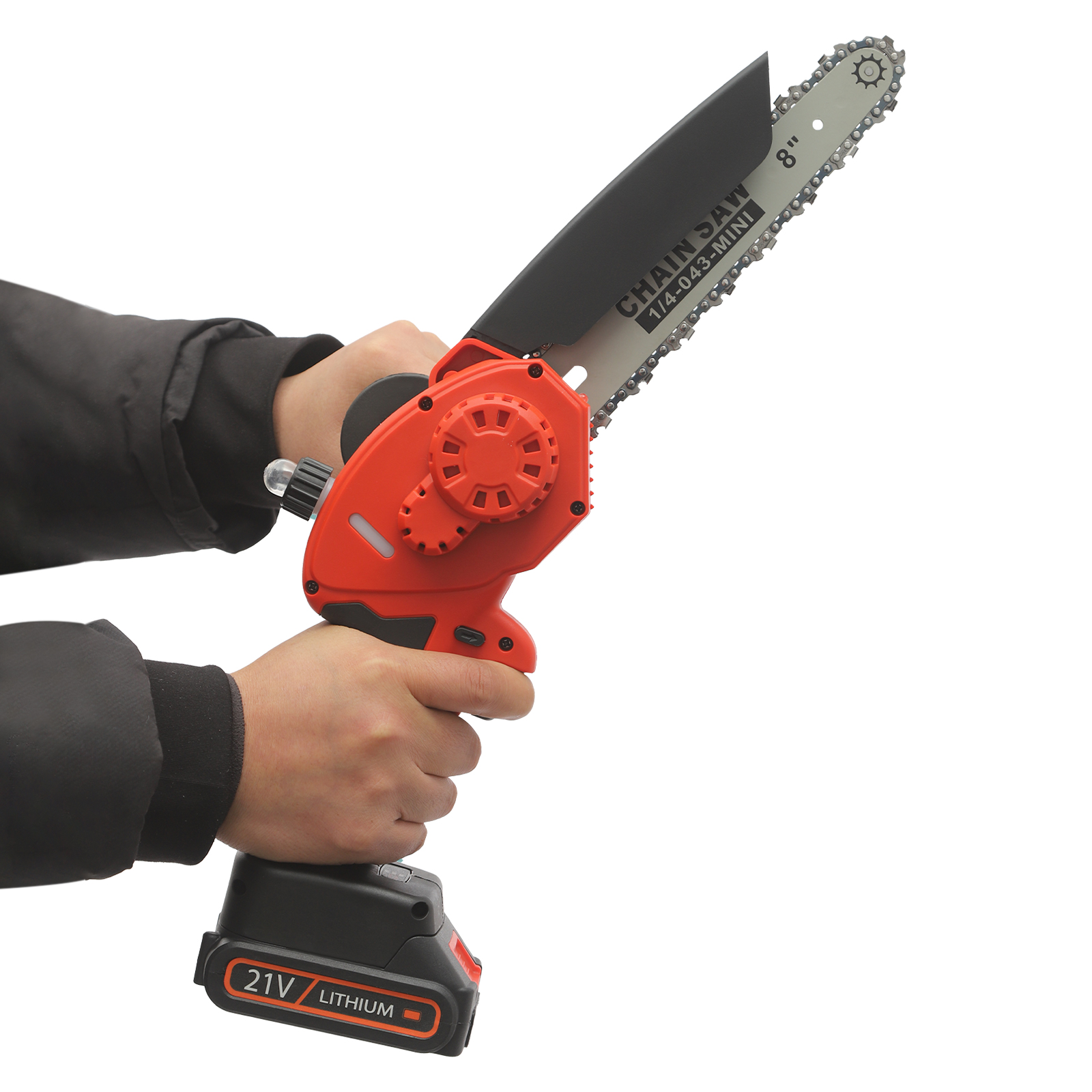 8-inch Electric Chainsaw, Cordless Mini Chainsaw for Forest Harvesting, Wood Cutting, Small Branch Pruning