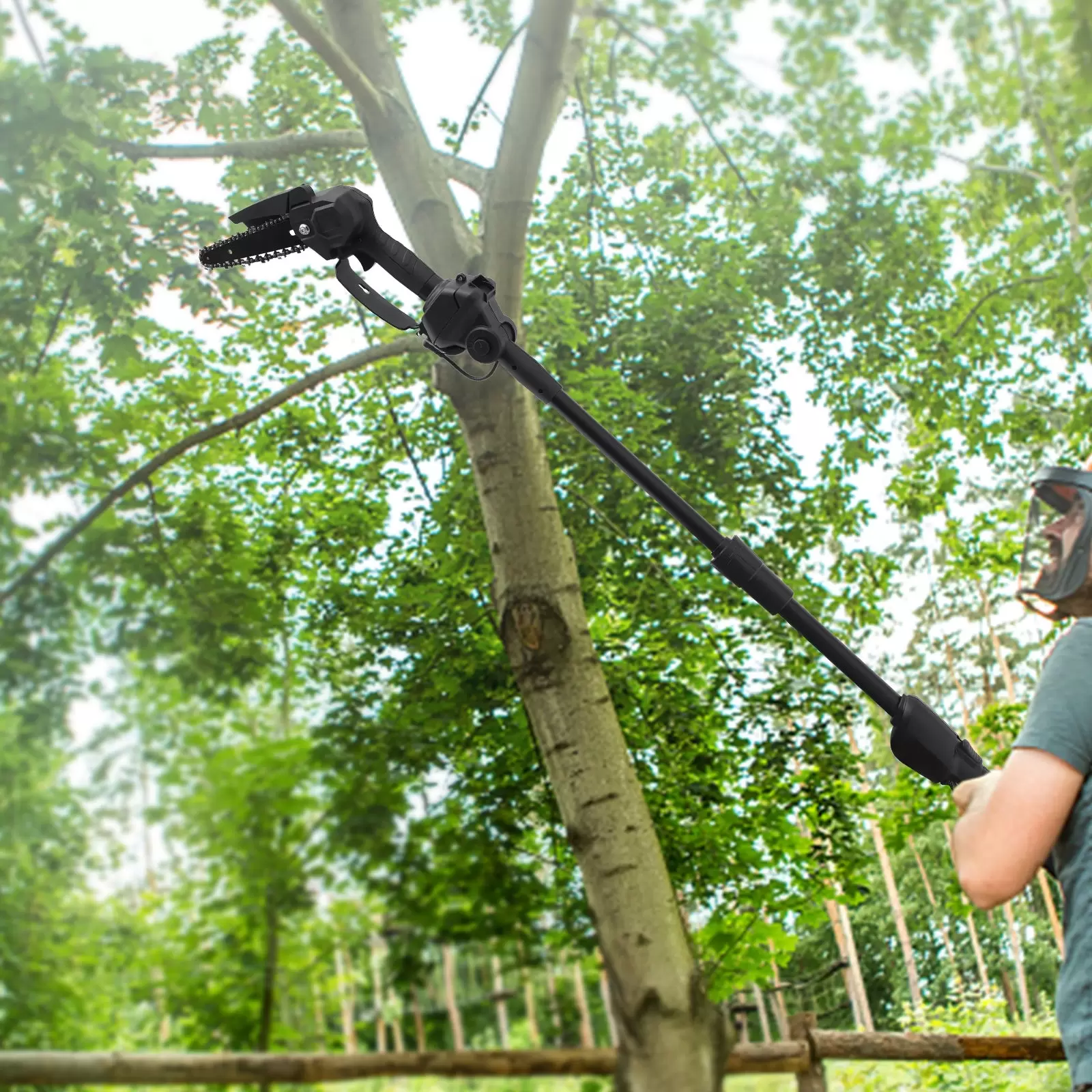 21V Akku-Teleskopsäge mit Ladegerät &1500mAh Batterie,Elektro Hochentaster Teleskop Kettensäge Astsäge fur 3.93in Thick Branches