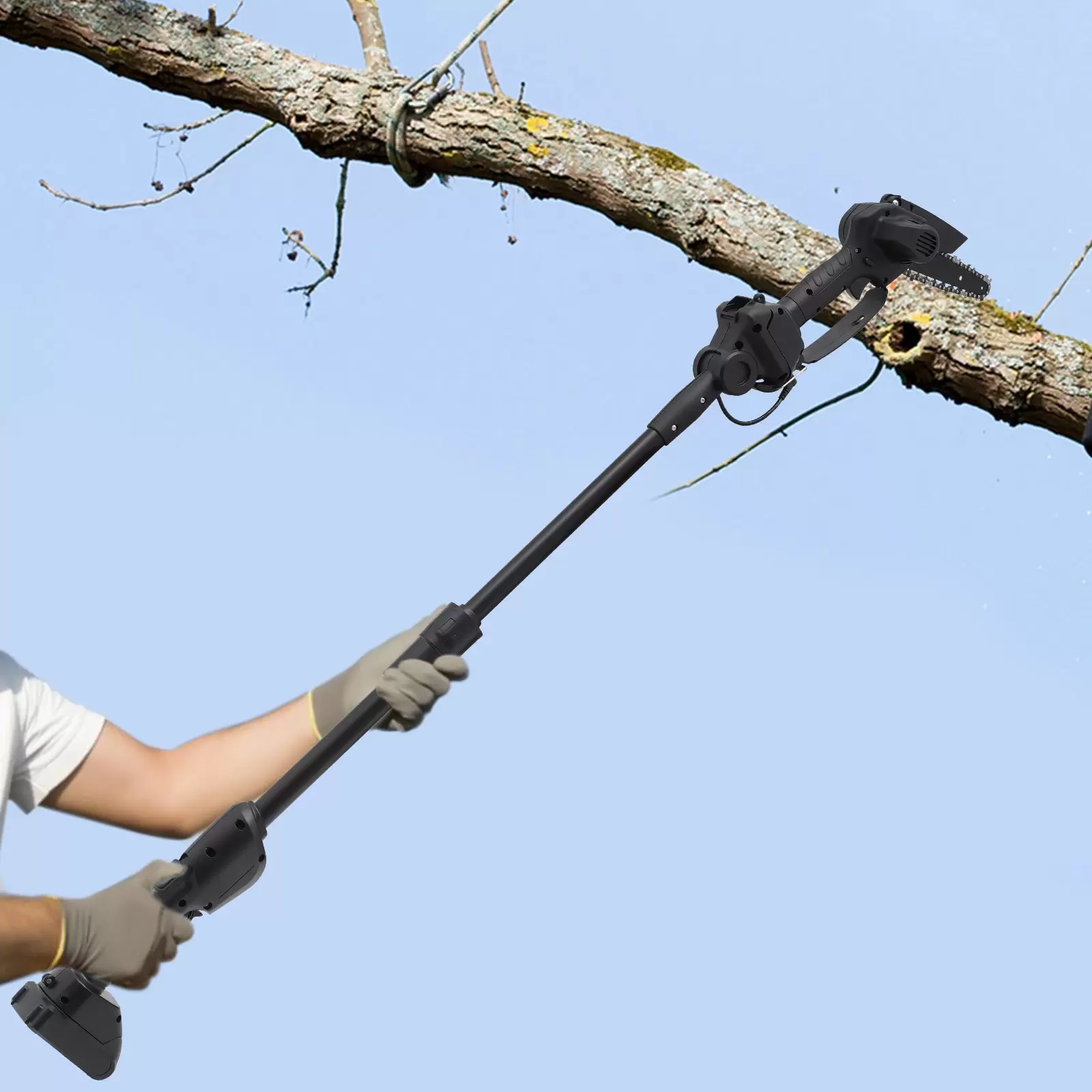 21V Akku-Teleskopsäge mit Ladegerät &1500mAh Batterie,Elektro Hochentaster Teleskop Kettensäge Astsäge fur 3.93in Thick Branches 21V Akku-Teleskopsäge mit Ladegerät &1500mAh Batterie,Elektro Hochentaster Teleskop Kettensäge Astsäge fur 3.93in Thick Branches