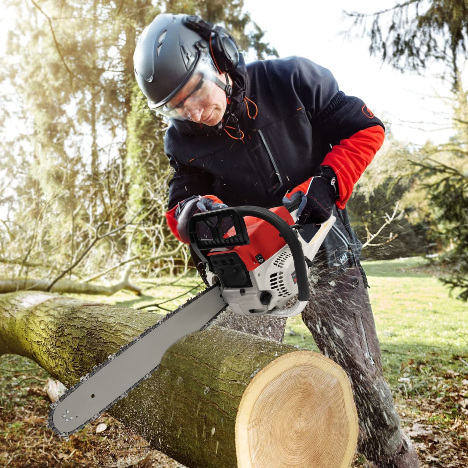 20 Zoll 52cc Benzin-Kettensäge mit 2-Takt-Motor, Benzin-Elektrosäge zum Holzschneiden 20 Zoll 52cc Benzin-Kettensäge mit 2-Takt-Motor, Benzin-Elektrosäge zum Holzschneiden