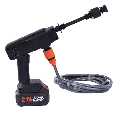 2,4L/min Akku-Hochdruckreiniger 1Mpa/145Psi 7M Sprühweite Akku-Druckreiniger mit 5M Schlauch für Autos Boote Garten