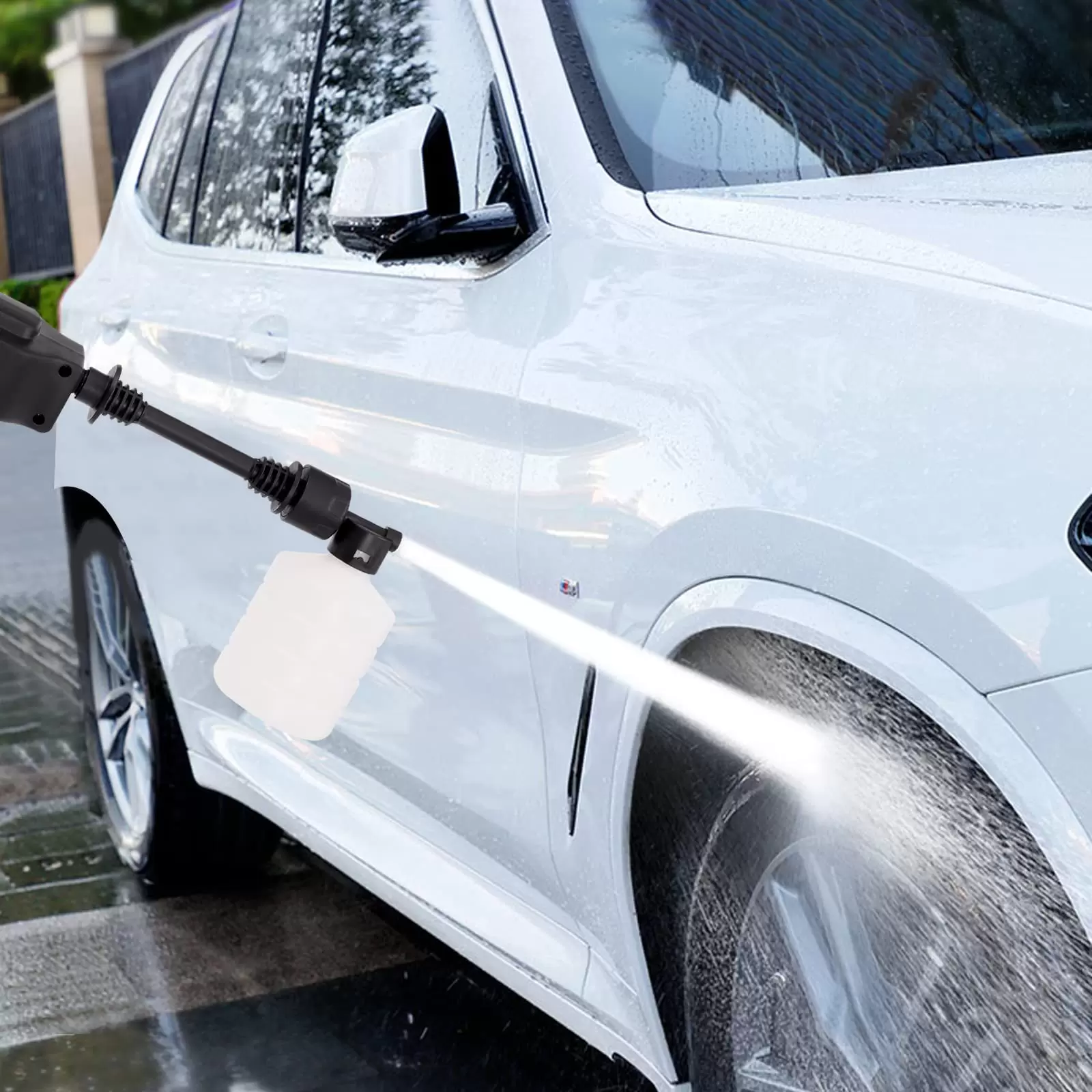 1Mpa/145Psi 2,4L/min 7M Akku-Hochdruckreiniger Sprühweite Akku-Druckreiniger mit 5M Schlauch für Autos Boote Garten