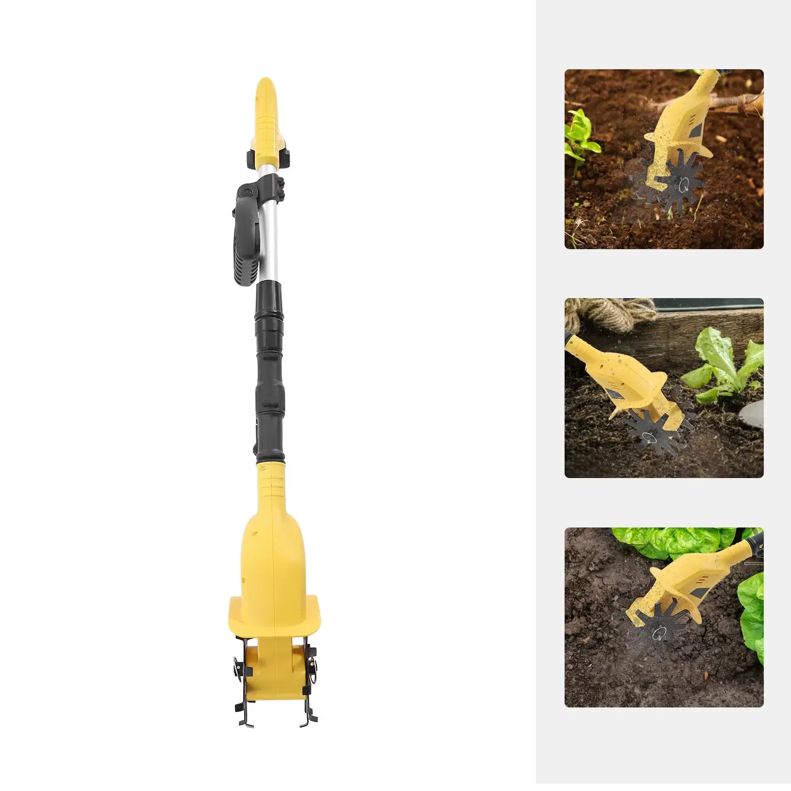 Akku Bodenhacke - Kabellose Motorhacke mit Lithium Batterie 20V Arbeitstiefe: 17 cm Arbeitsbreite: 10cm Elektromotorhacke (Gelb)