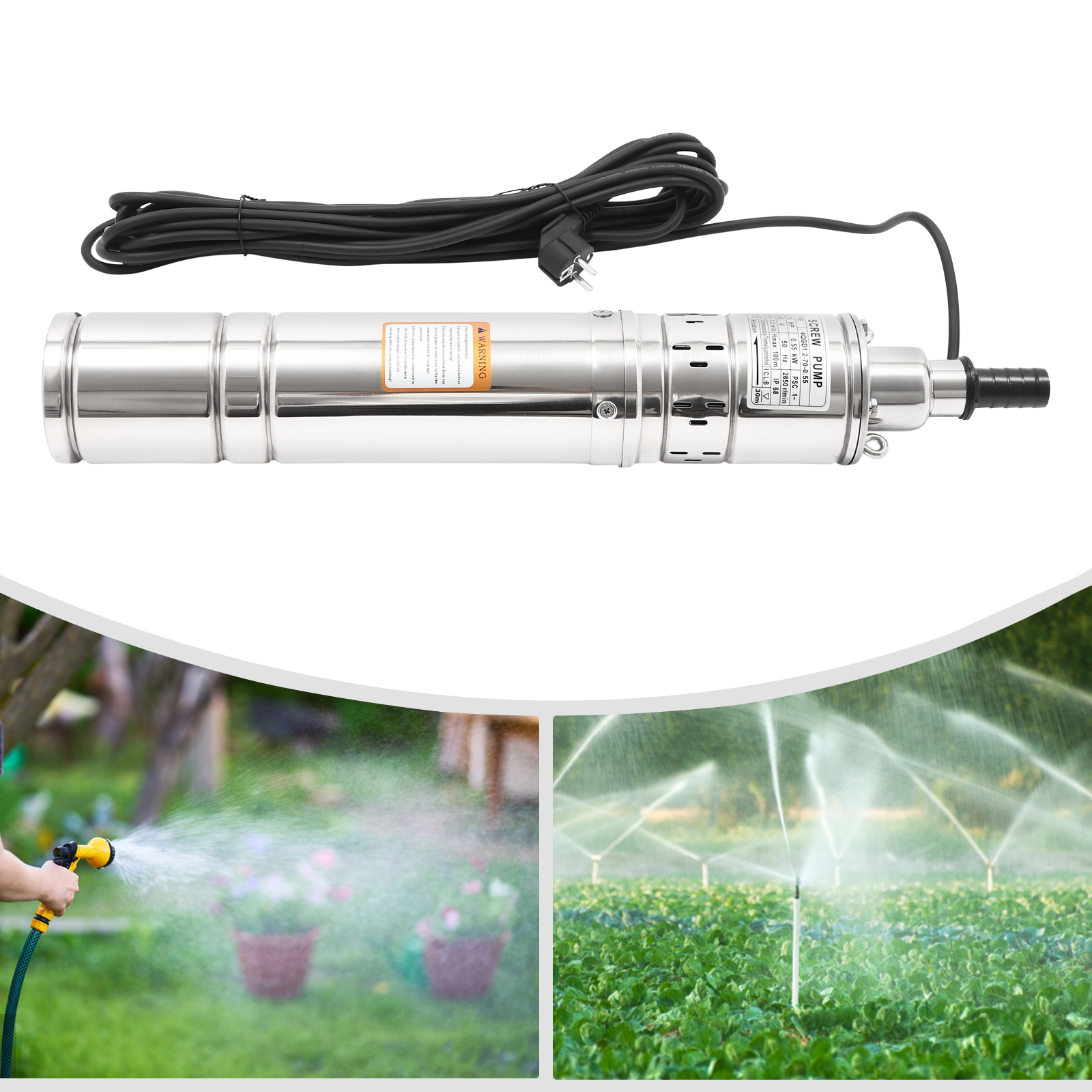 Tiefbrunnenpumpe 550 W – Tauchpumpe Mit 90 M Förderhöhe, 1,8 M³/h, Für Brunnen, Teiche & Schiffe