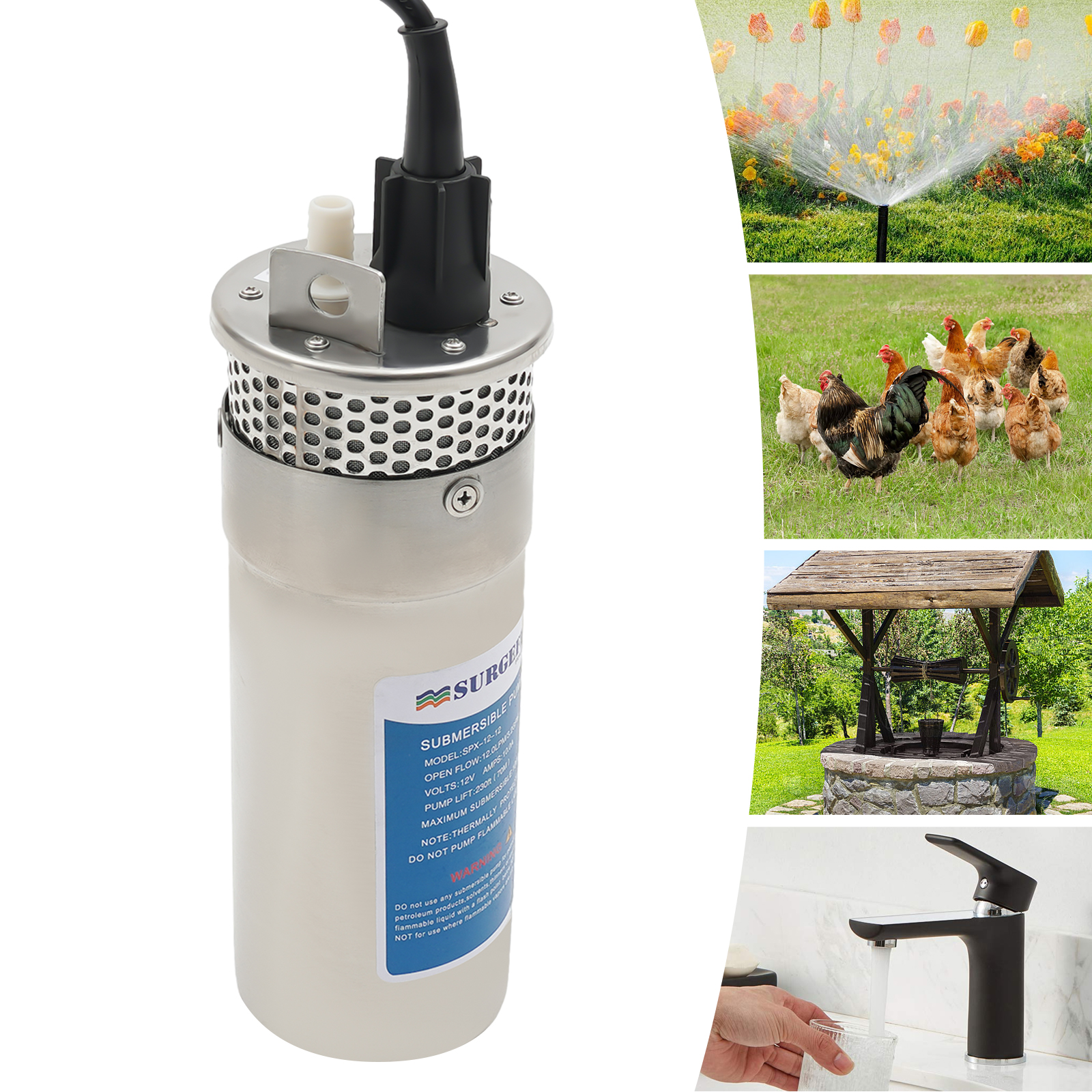 12-V-DC-Tiefbrunnenpumpe, Tauchpumpe, Wasserpumpe