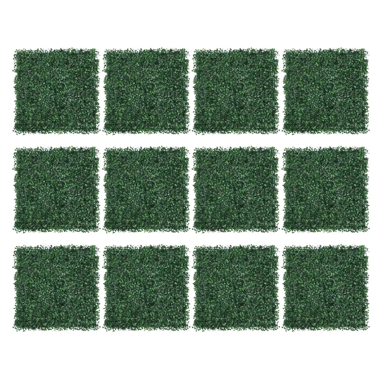 Künstliche Buchsbaumplatten, 12er-Pack 20x20 Zoll Buchsbaumhecken-Wandplatten, 1,57 Zoll PE-Kunstrasen-Hintergrundwand